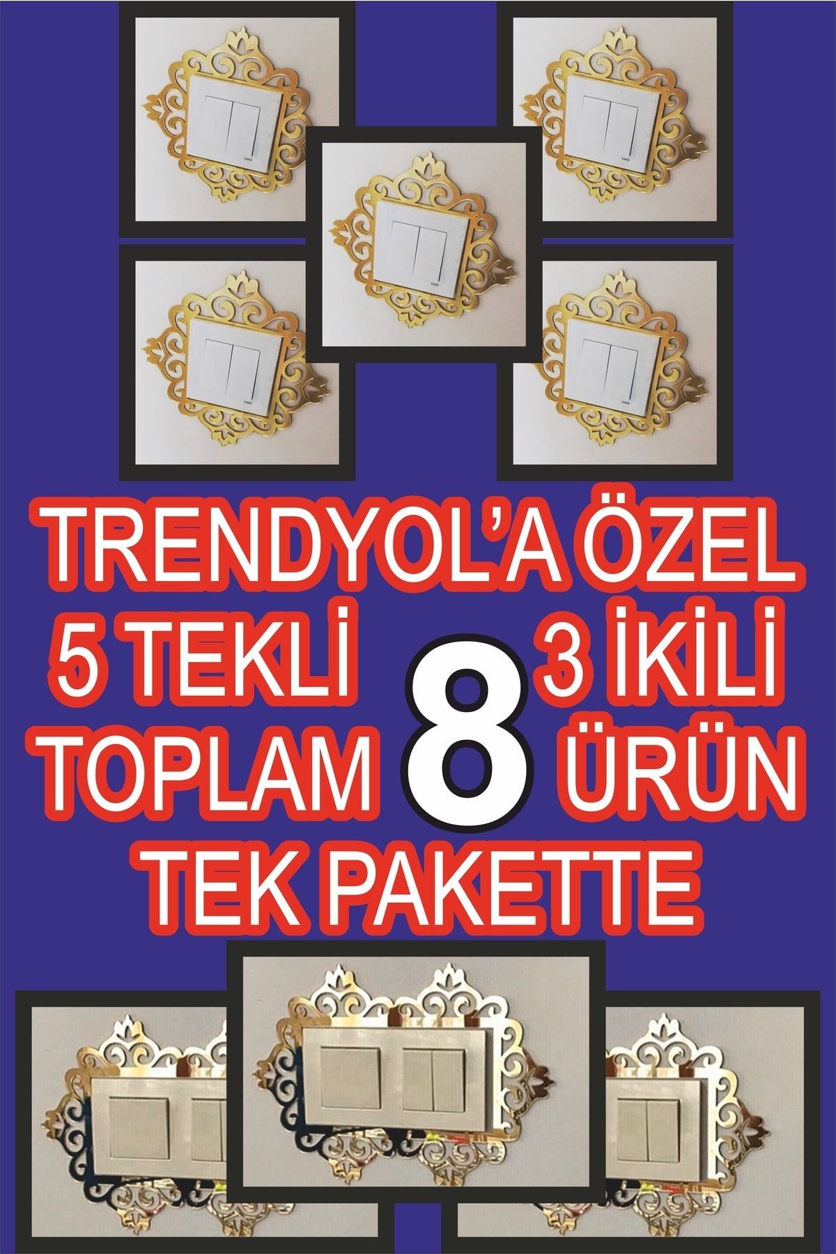 Pleksi Priz Çerçevesi 8'li Set