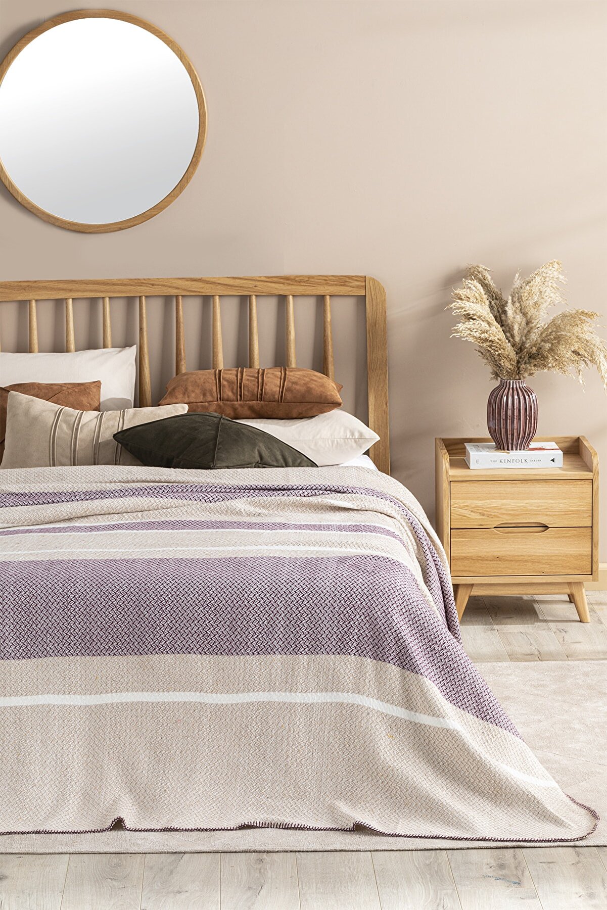 Barleycorn Scotch Çift Kişilik Battaniye 200x220 Cm Bordo Bej