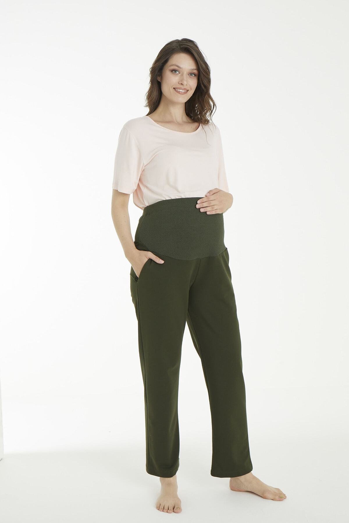 Haki Bel Ayarlanabilir Hamile Eşofman Altı