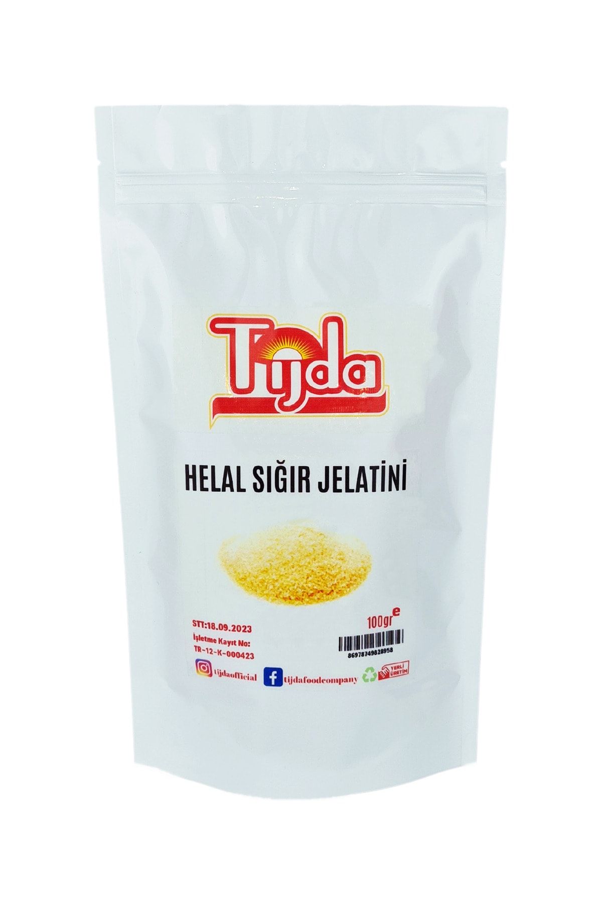 Sığır Jelatini (SAF) 100gr (220 BLOOM) Toz Jelatin Helal Sertifikalı