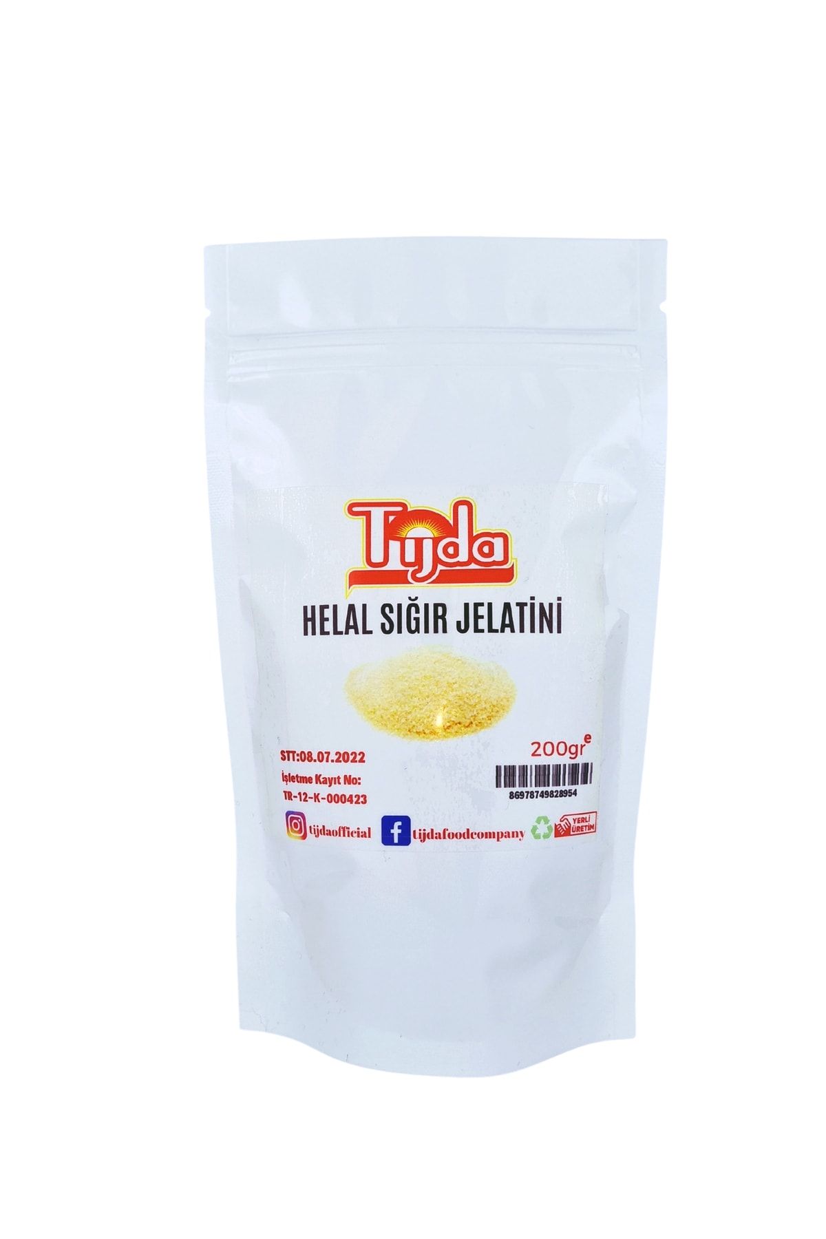 Toz Sığır Jelatini Sertifikalı Yenilebilir 200 gr (%100 SAF SIĞR, DOMUZ İÇERMEZ)