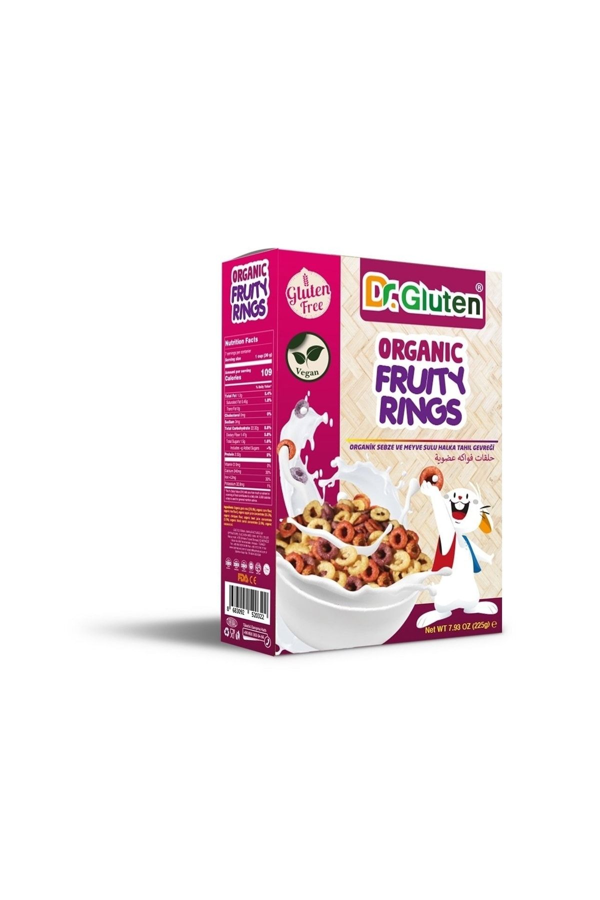 Dr. Gluten Organik Glutensiz Sebze Ve Meyve Sulu Halka Tahıl Gevreği 225 G