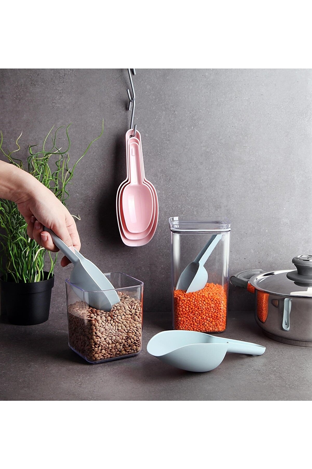 3'lü Un Şeker Bakliyat Baharat Deterjan Erzak Küreği Seti 3 Boy Kürek