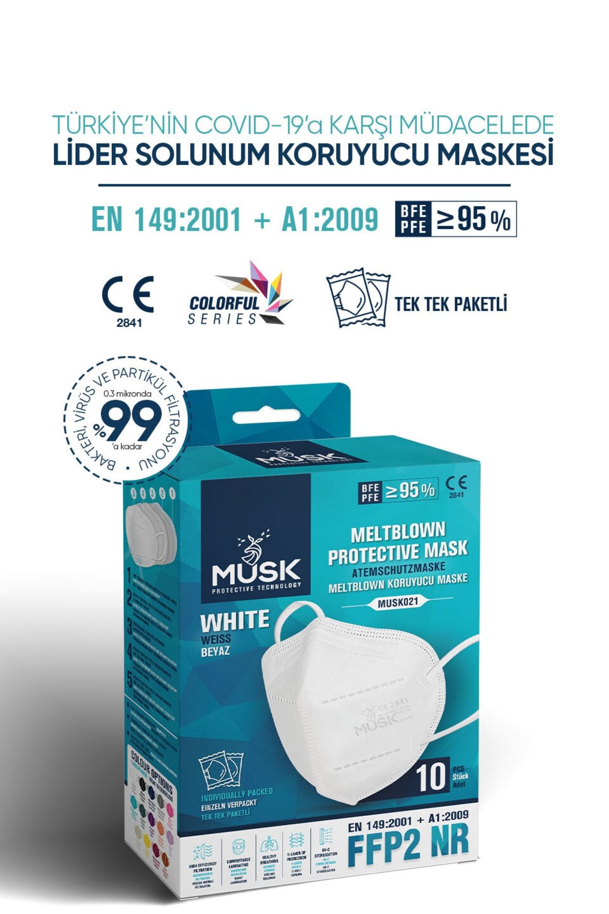 N95 MASKE BEYAZ 20 ADET