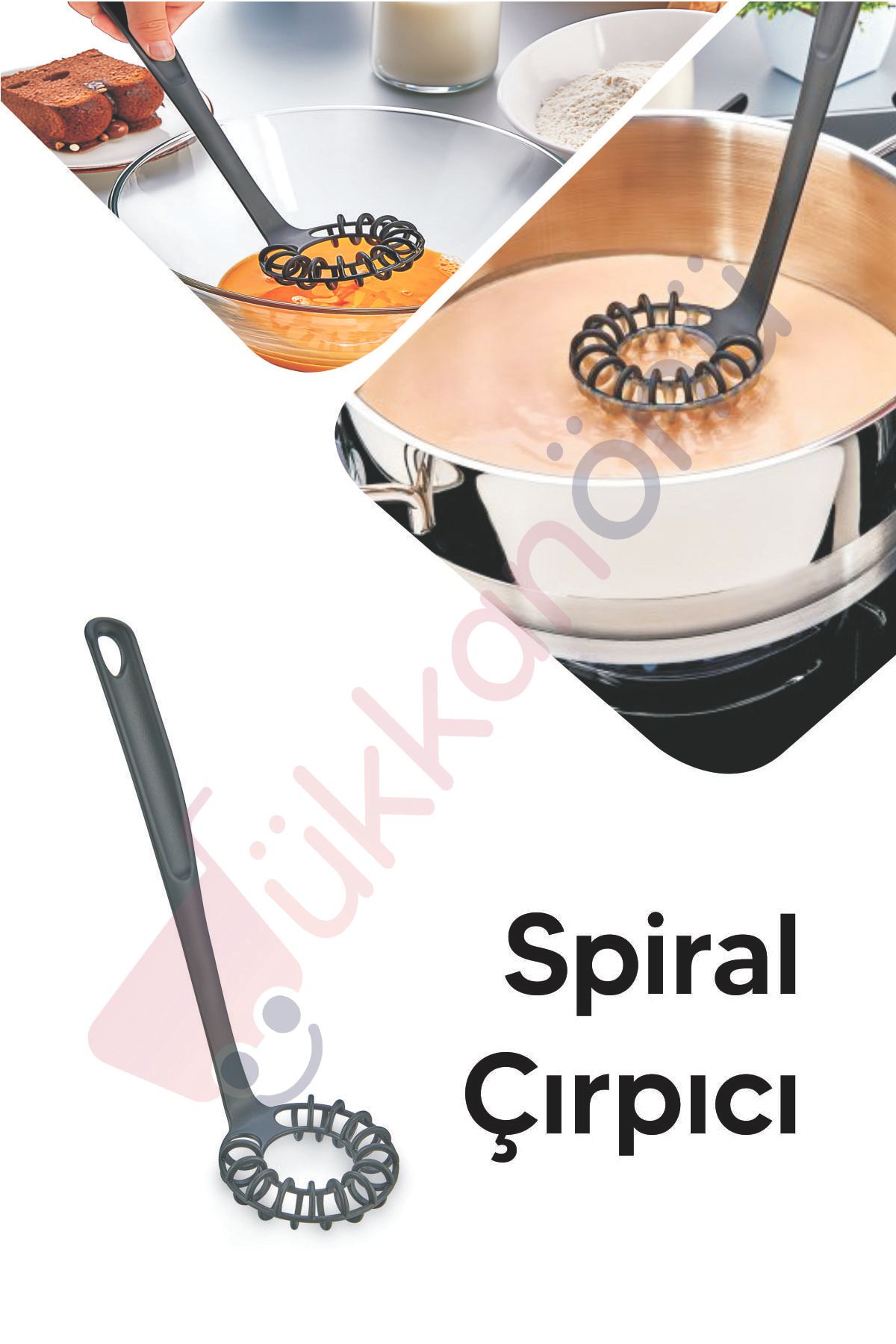 Modern Spiral Çırpıcı Yanmaz Yapışmaz Çizmez | Yumurta Çırpıcı | Pratik Çırpıcı 28 Cm Kp-128