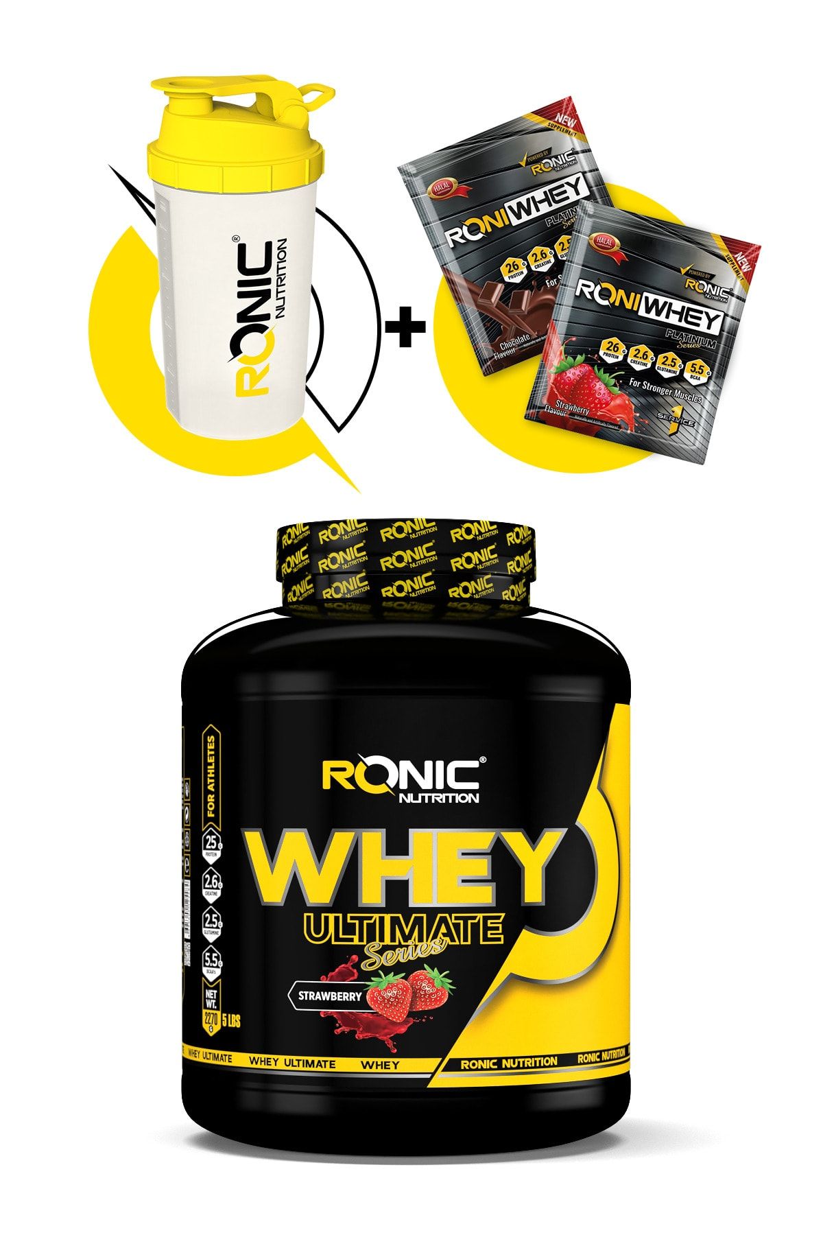 Whey Protein Tozu Ultimate 2270 G Kas Yapılanmasına Yardımcı Protein Tozu (ÇİLEK AROMALI)