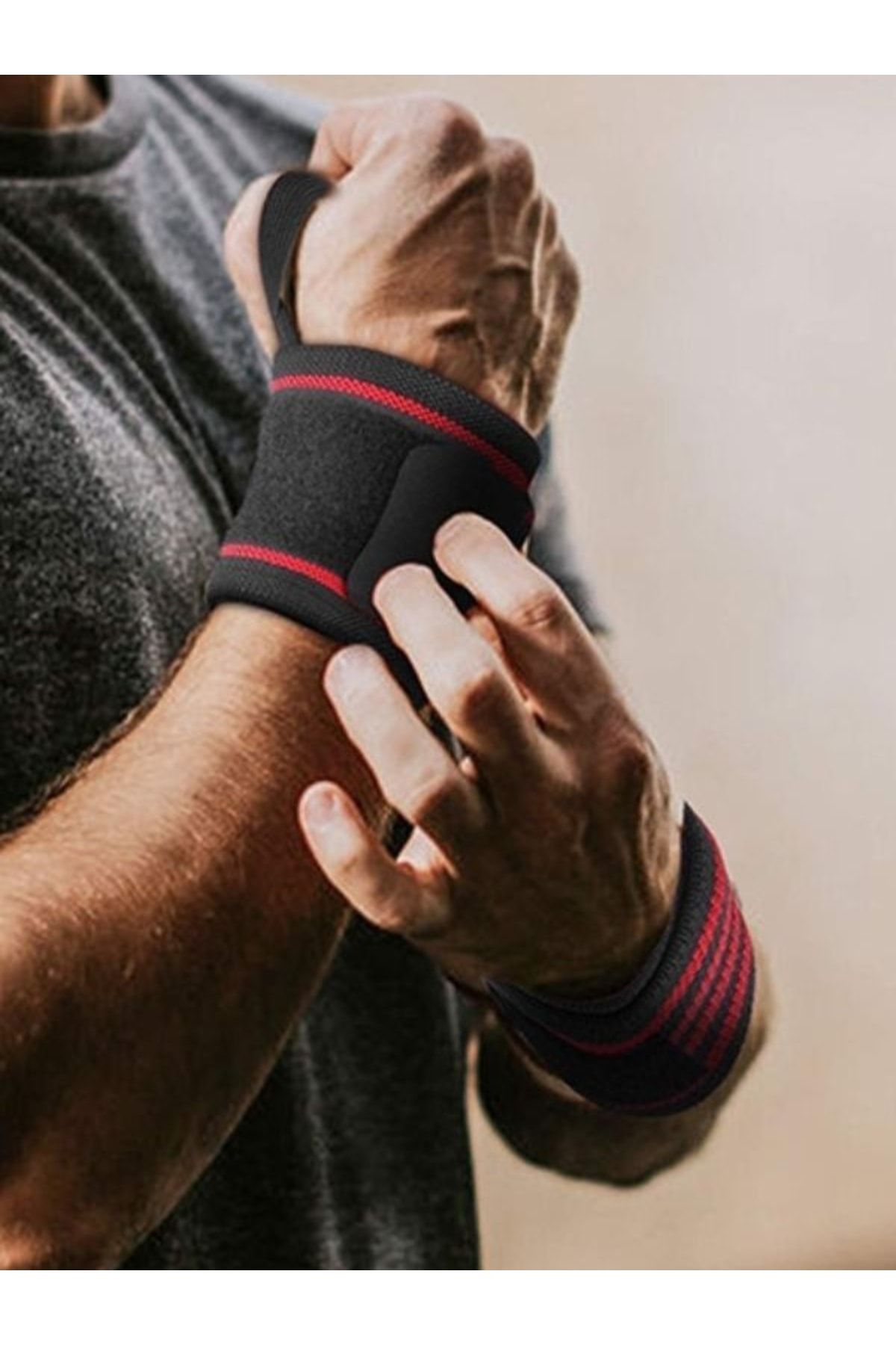 Kırmızı Profesyonel Ağırlık Bileklik Pro Wrist Wraps Bilek Koruyucusu Genel