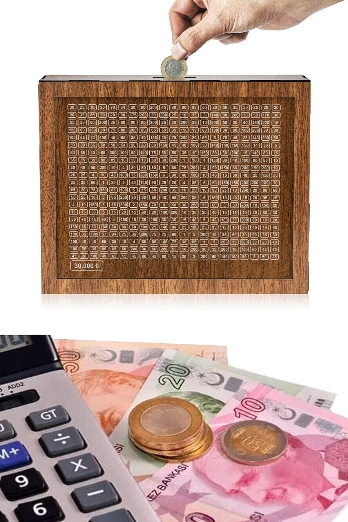 Ahşap 30.000 Hedefli Parabox Kumbara Para Biktirme Kutusu (KURULMUŞ ŞEKİLDE GÖNDERİLECEKTİR)