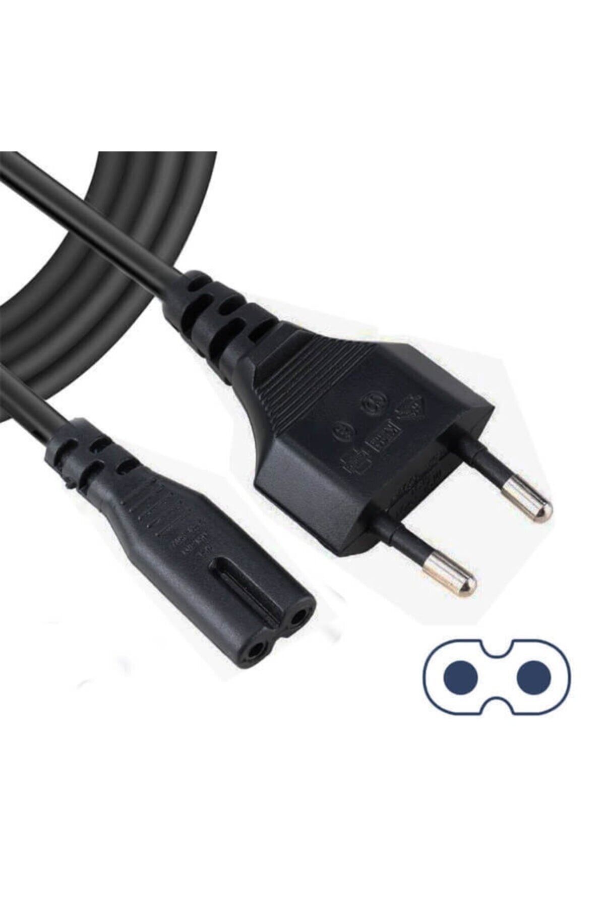 1.5 Metre Kaliteli Kalın Teyp Fişi Elektrik Laptop Notebook Adaptör Güç Kablosu 2 Pin