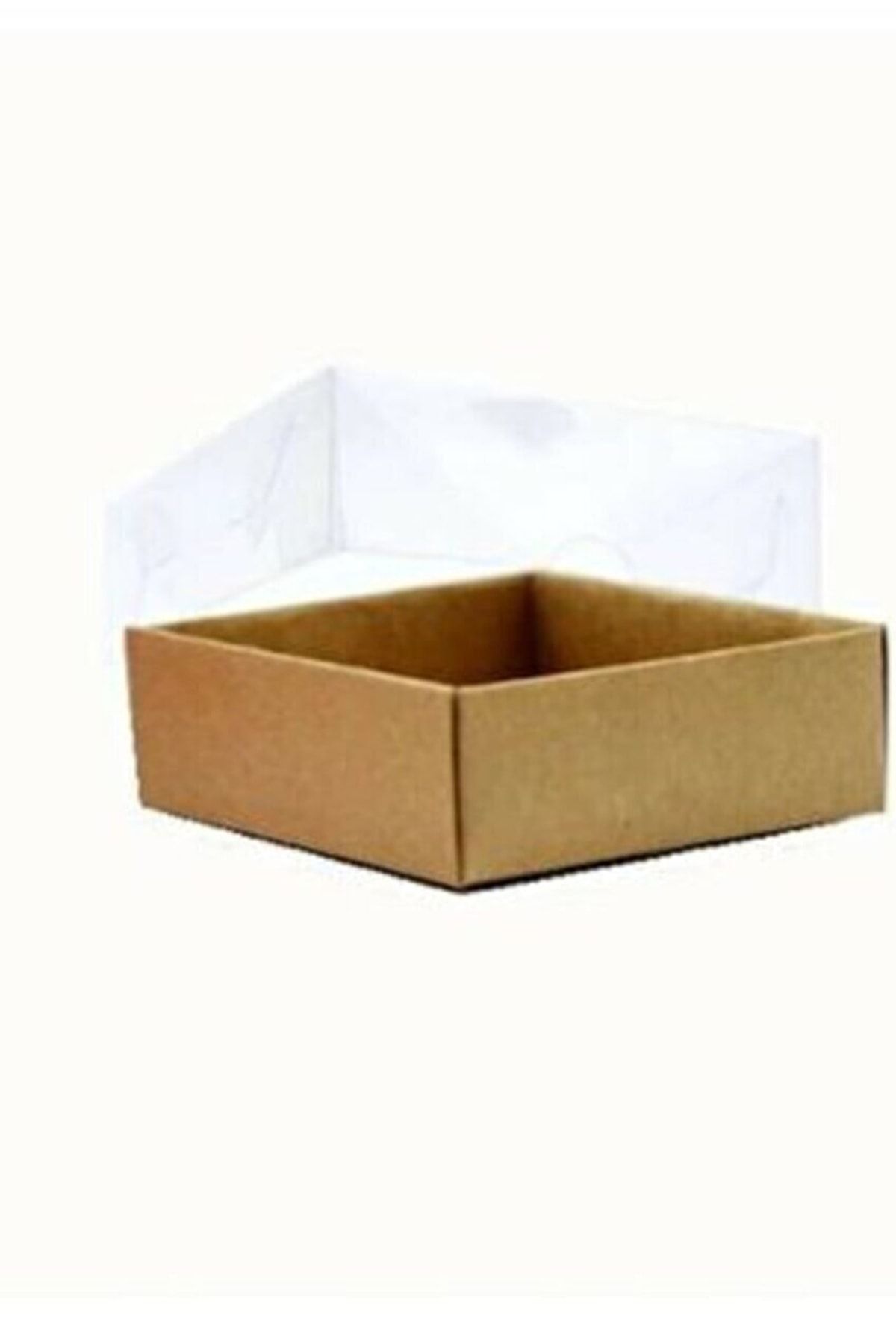 8x8x3 Cm Kraft Asetat Kapaklı Kutu (50 Adet) Düğün Nişan Kına Hediyelik Kutu