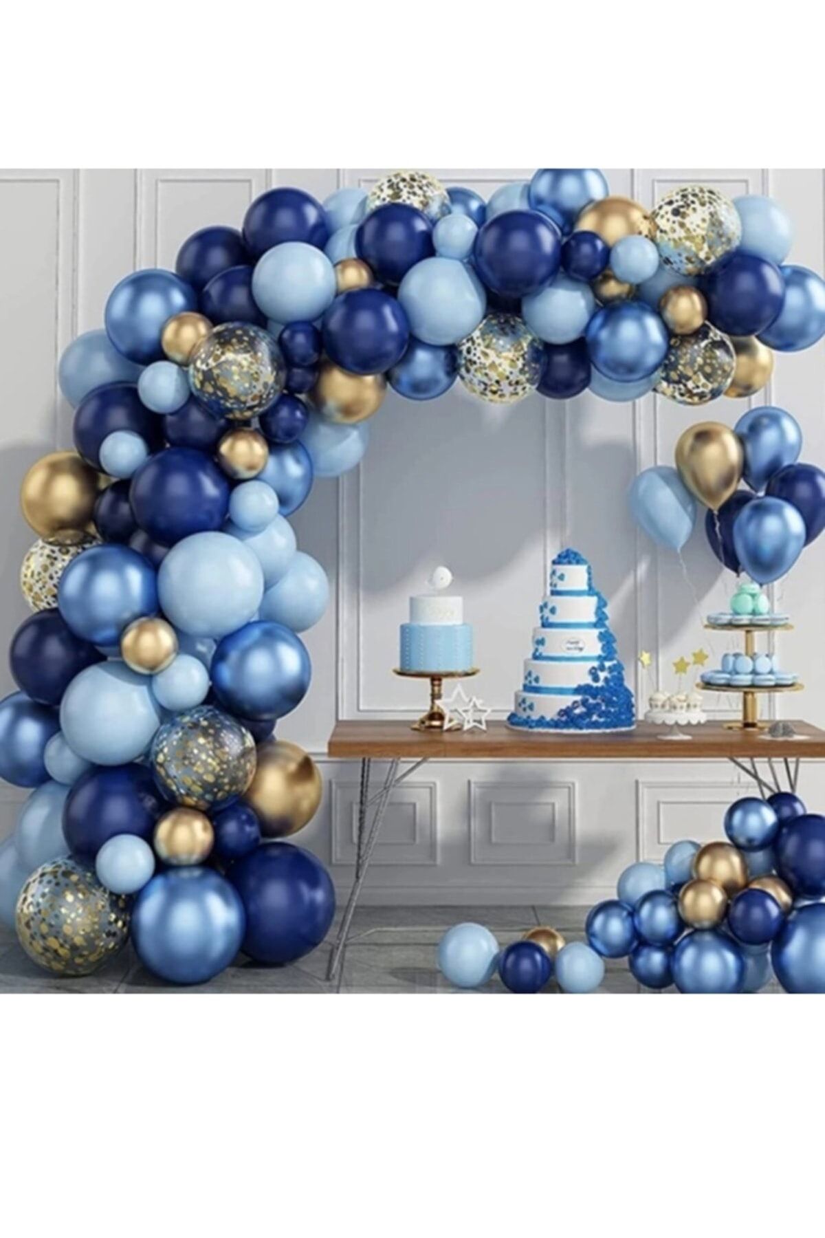 Mavi Lacivert 65li Balon Zinciri Süsleme Seti 5 Renkli Sünnet, 1 Yaş, Mevlid