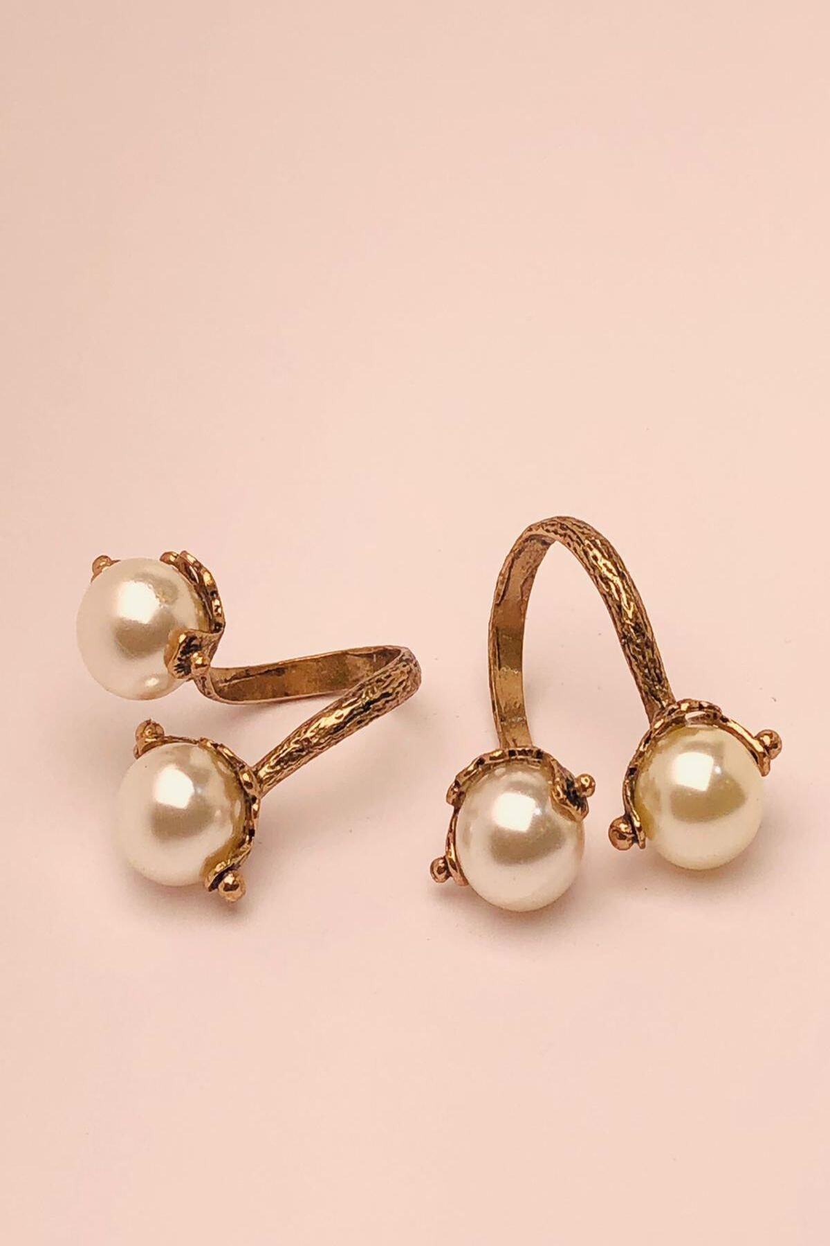 Çift Incili Ayarlanabilir Bronz Yüzük