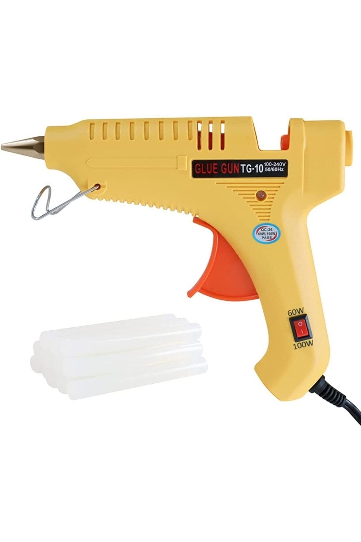 100watt Sıcak Silikon Tabancası + 10 Adet 30cm Çubuk Silikon Eritme Tabanca Şeffaf Mum Yapıştırıcı