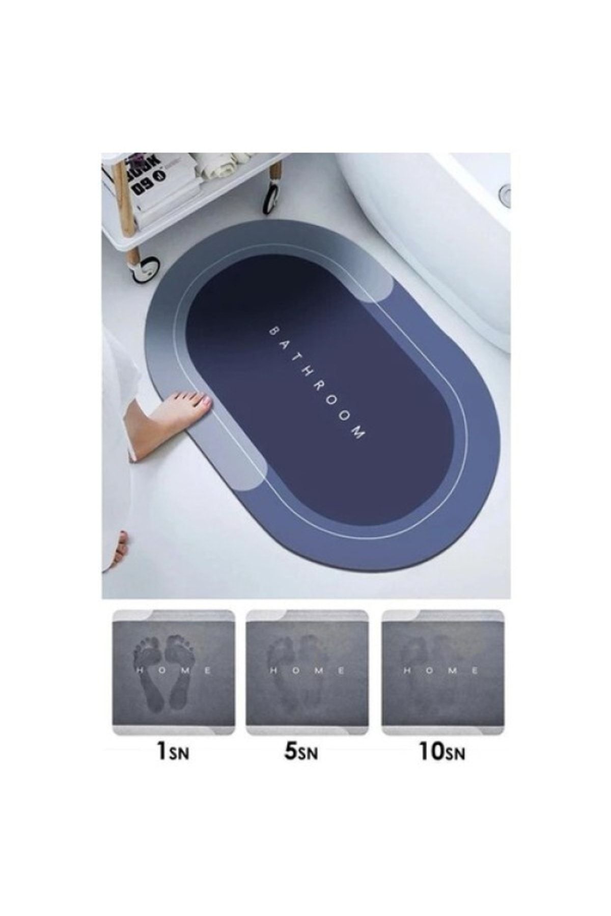 Sihirli Su Emici Banyo Paspası Kaymaz Tabanlı Abdest Paspası 3,5 Mm 40x60