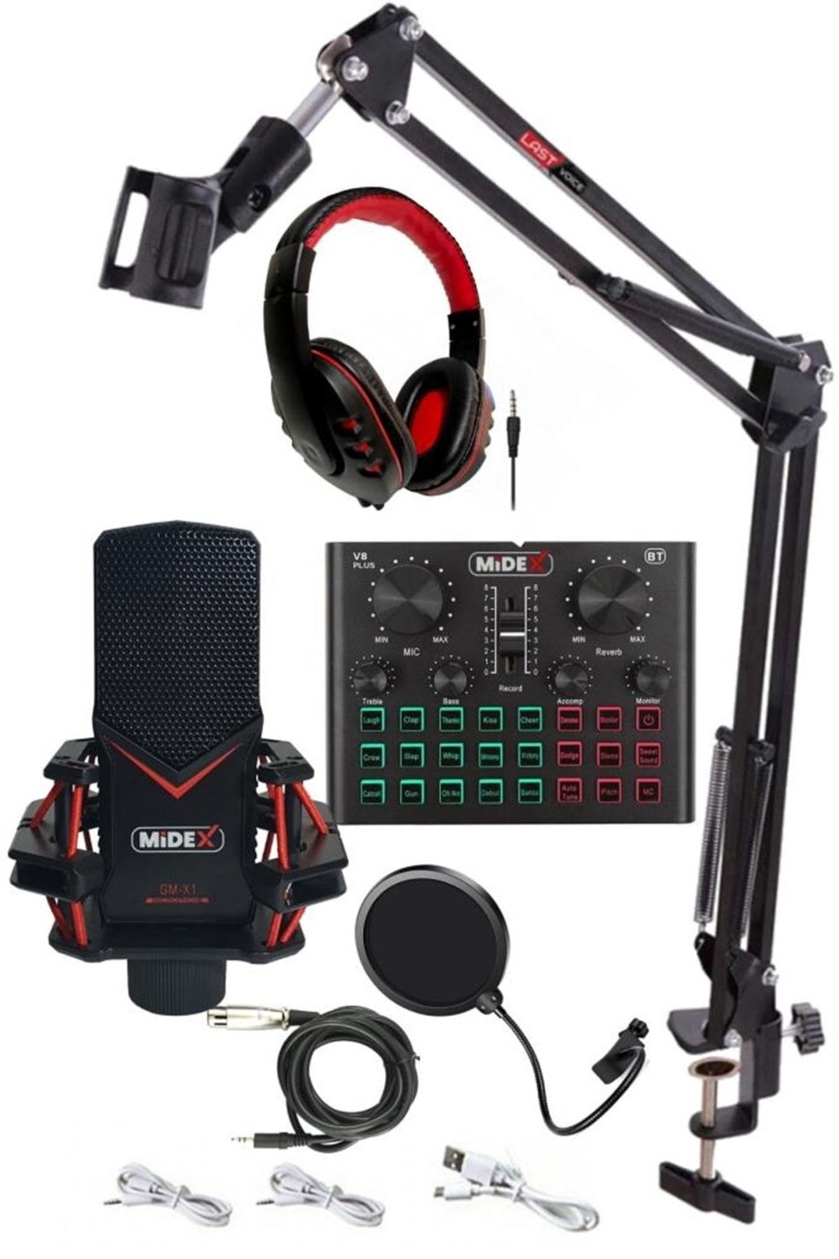 Gmx-1 Record Head Set Condenser Mikrofon Kulaklık Ses Kartı Canlı Yayın Paketi (telefon Ve Pc)