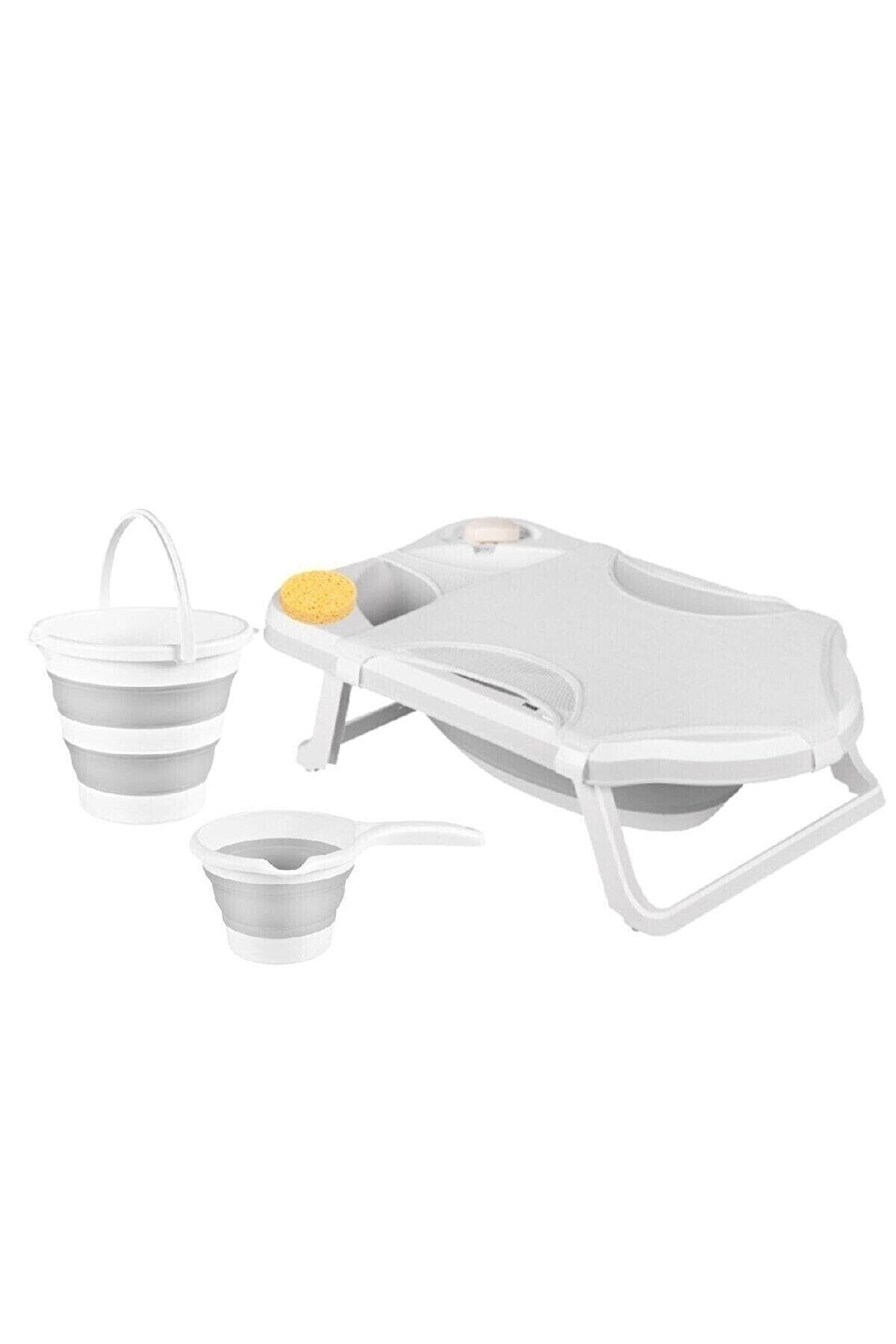 Fileli Katlanabilir Banyo Seti Gri 5 Li Set