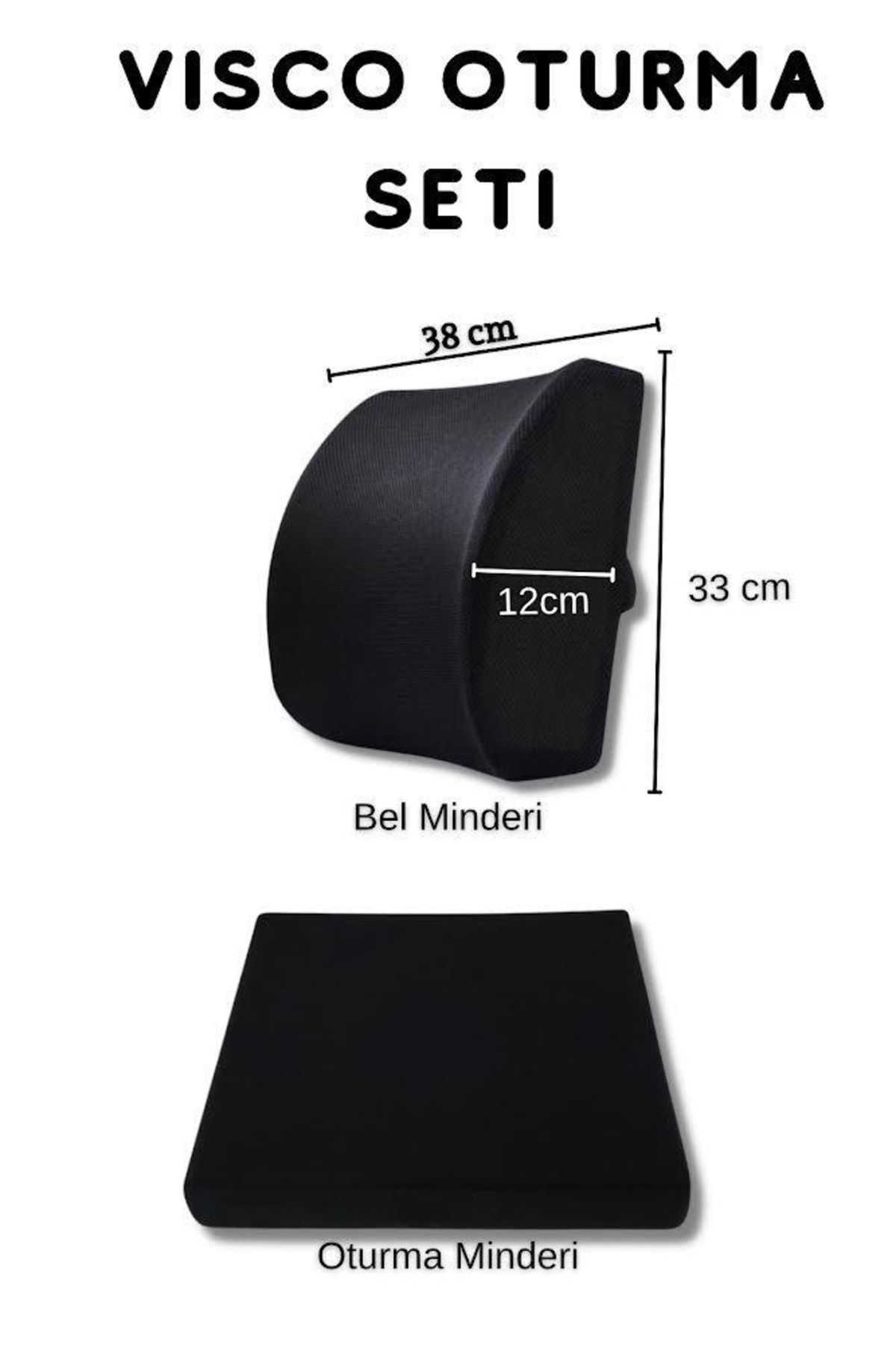 Visco Bel Minderi Visco Oturma Minderi 2'li Set Ortopedik Oturma Seti