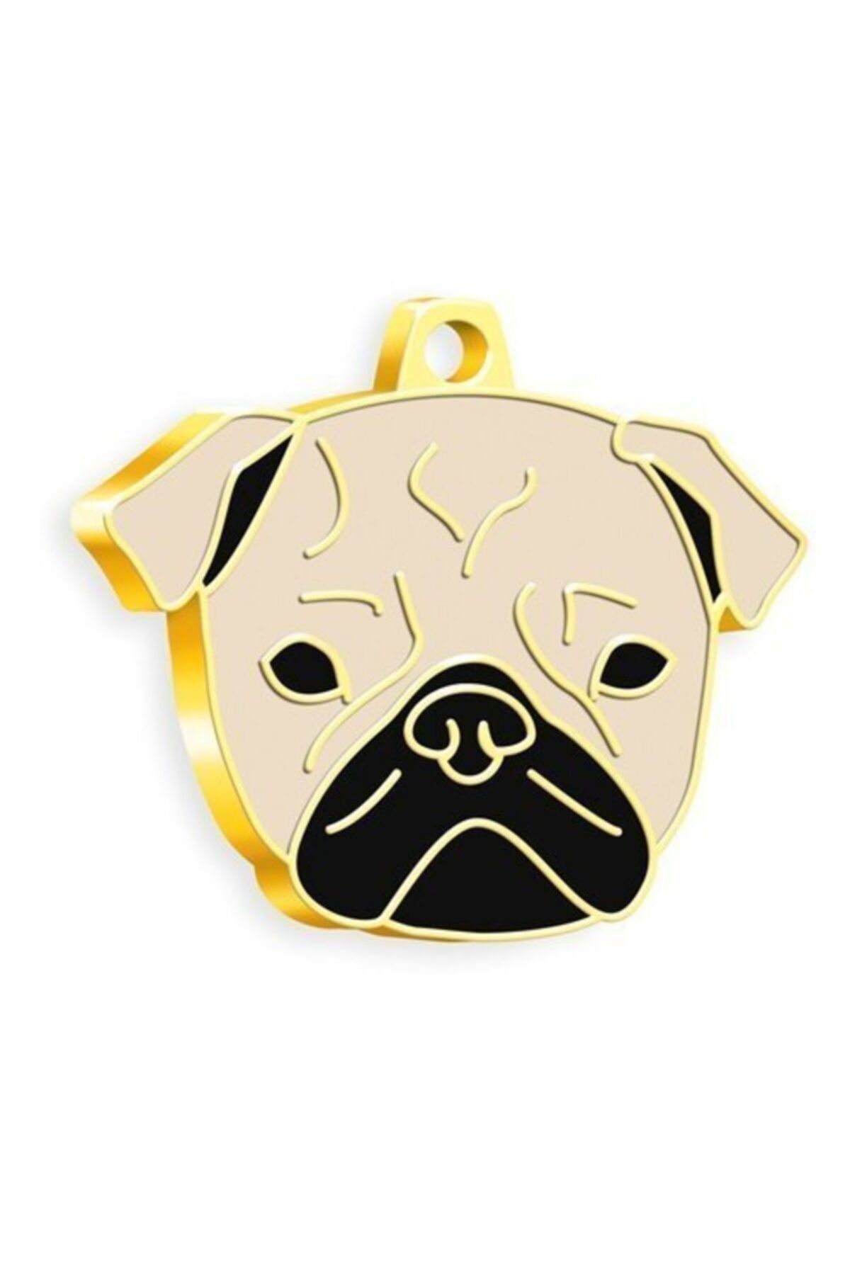 24 Ayar Altın Kaplama Pug Köpek Künyesi (Krem)