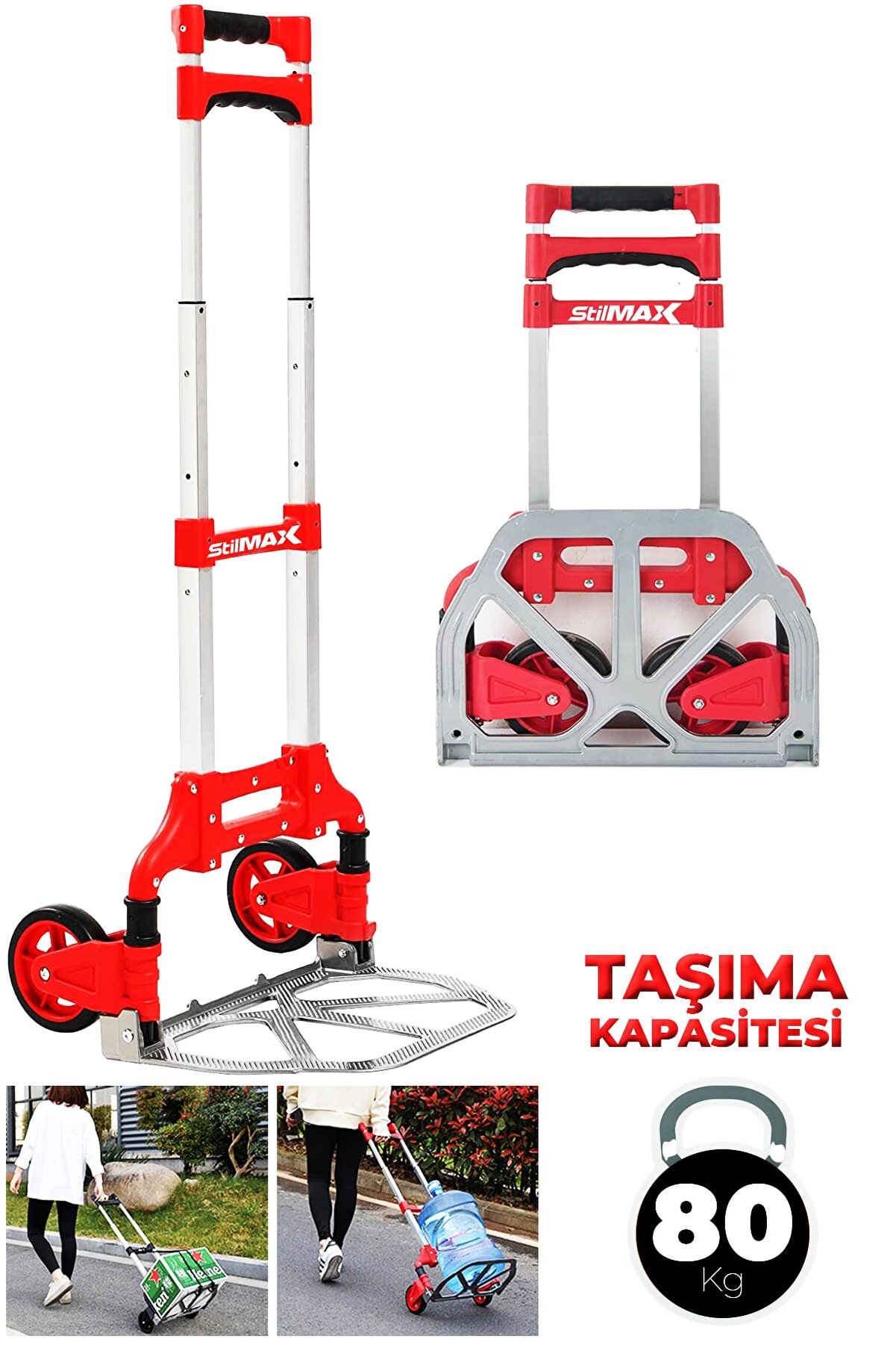 Stm80eb 80kg Kapasiteli Teleskopik, Katlanır El Arabası Koli Yük Paket Taşıma El Arabası 80kg