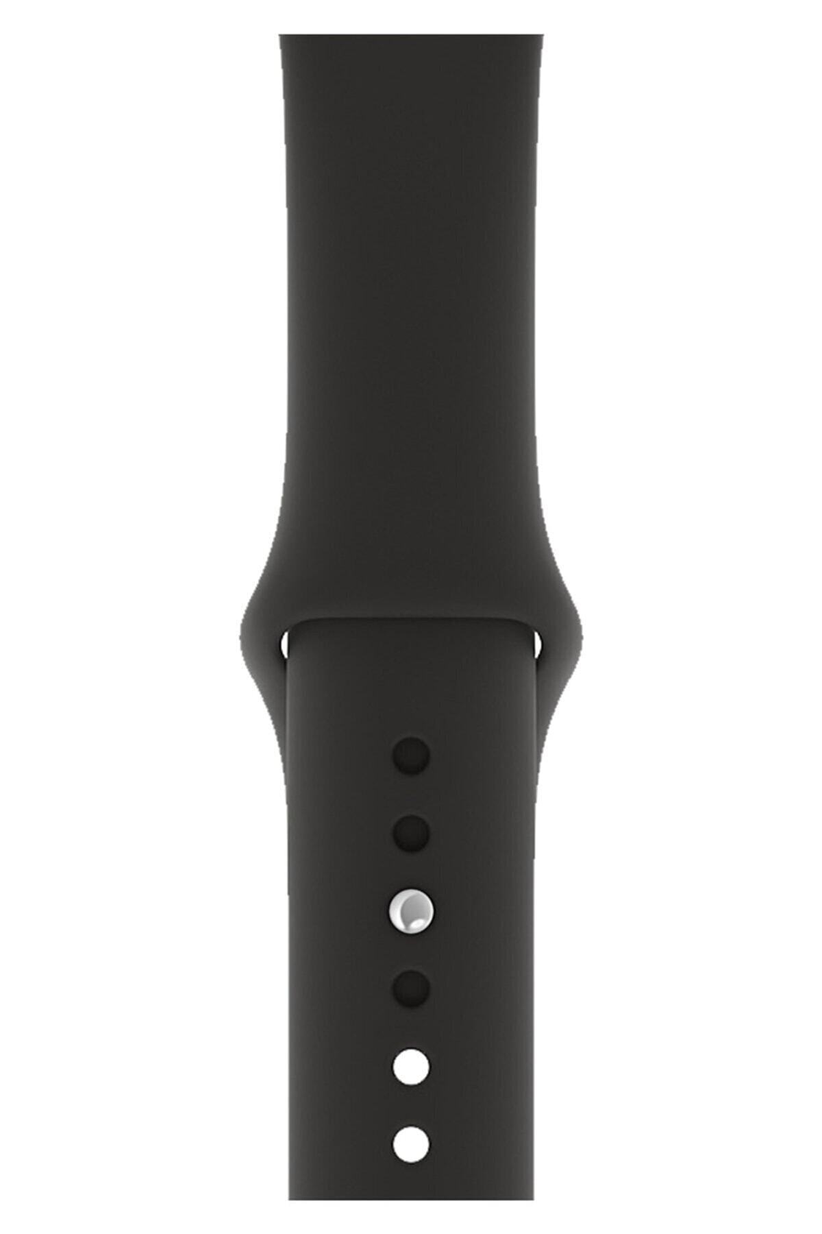 Siyah Apple Watch Kordon 1 2 3 4 5 6 7 Se Seri 42 Mm/44 Mm/45mm Uyumlu Silikon Kordon Kayış 44 mm A