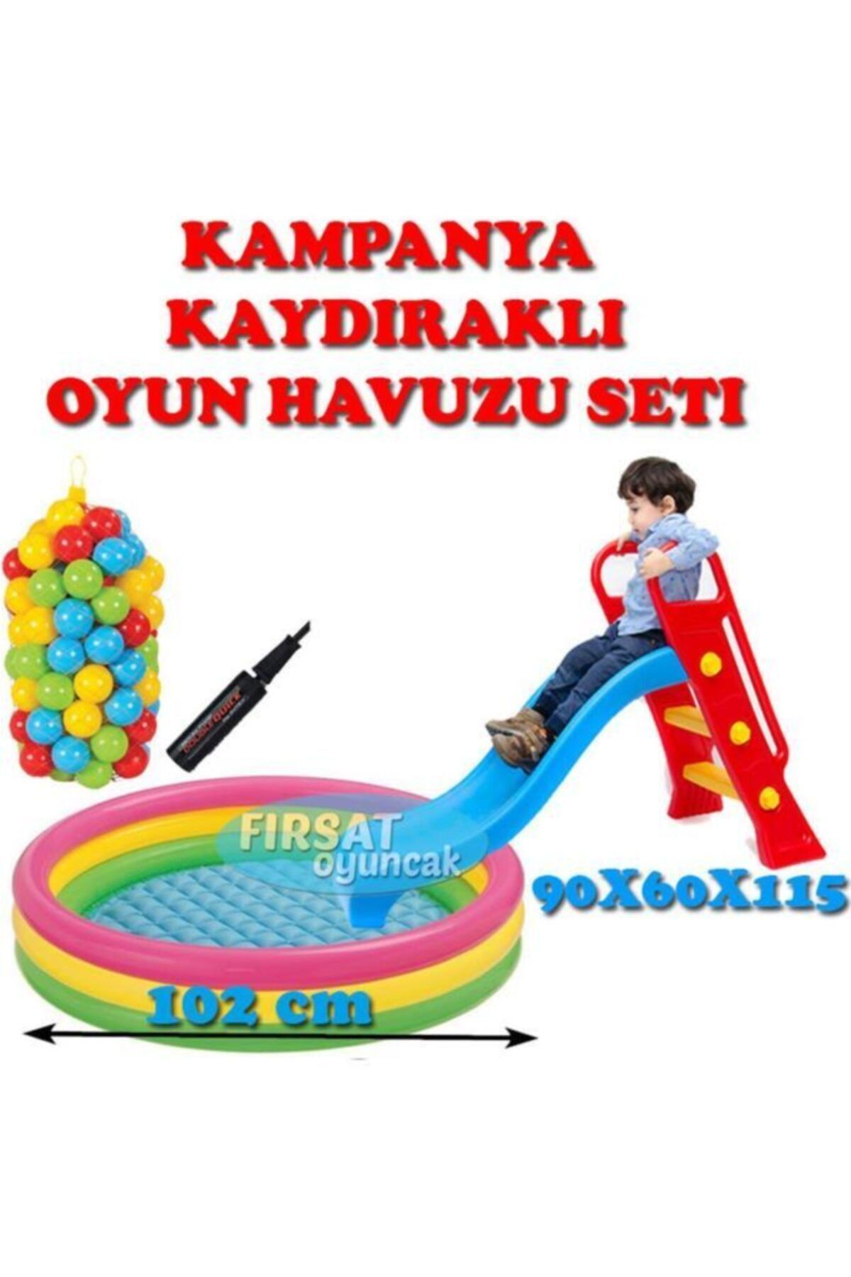 KAYDIRAK Çocuk Oyun Havuzu Tabanı Şişimeli 100 Adet Top Şişirme Pompası Tam set