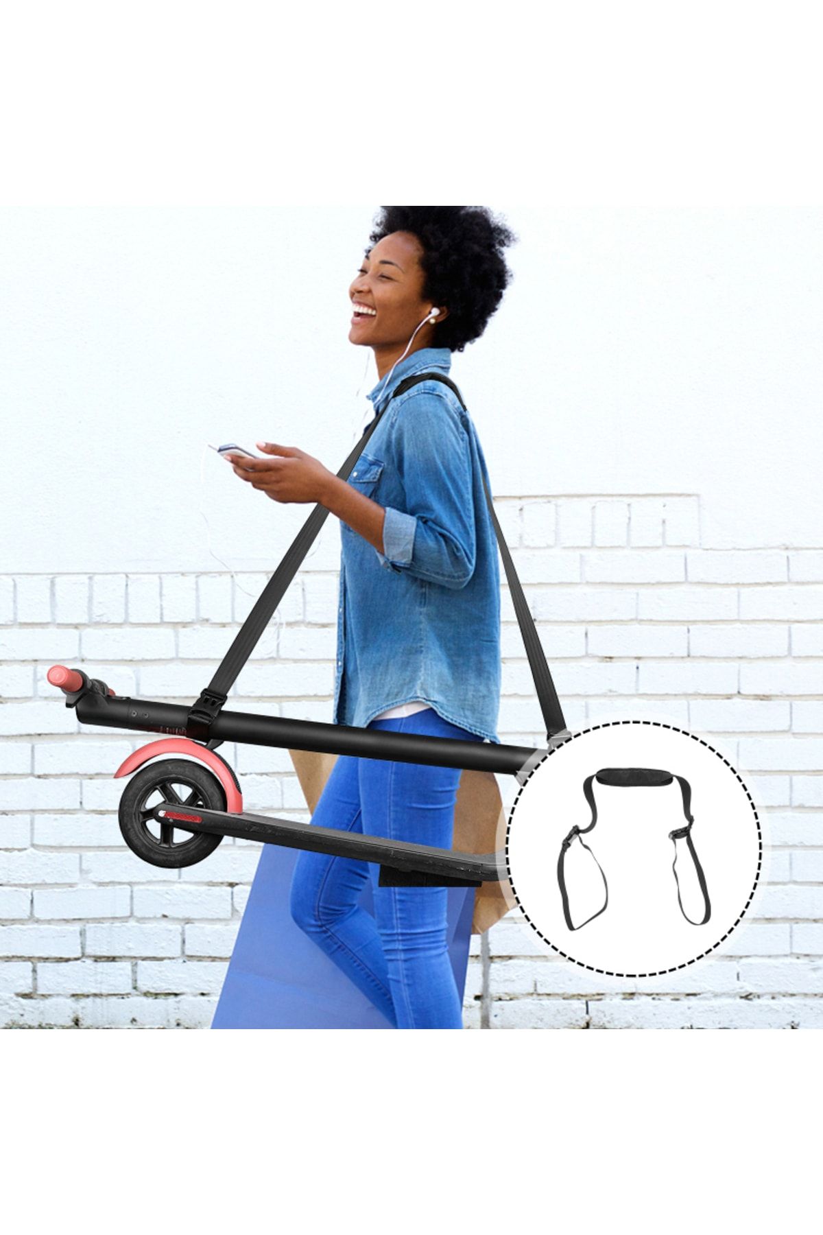 Elektirikli Scooter Omuz Askısı Taşıma Kayışı Prat Ikgidon Çantalı Ayarlanabilir Taşıma Kemeri