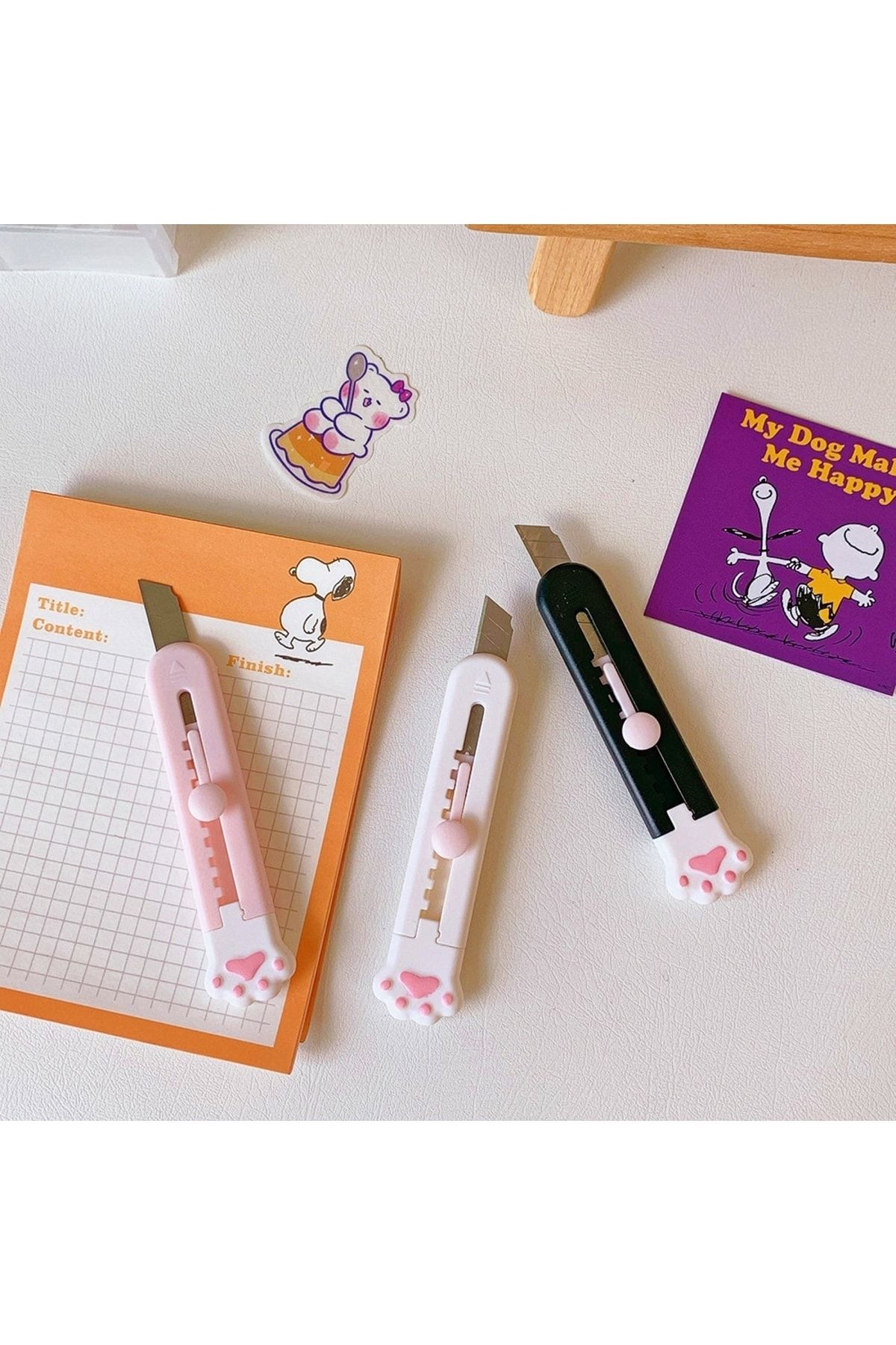 Çok Sevimli Kedi Patisi Tasarımlı Mini Maket Bıçağı 1 Adet