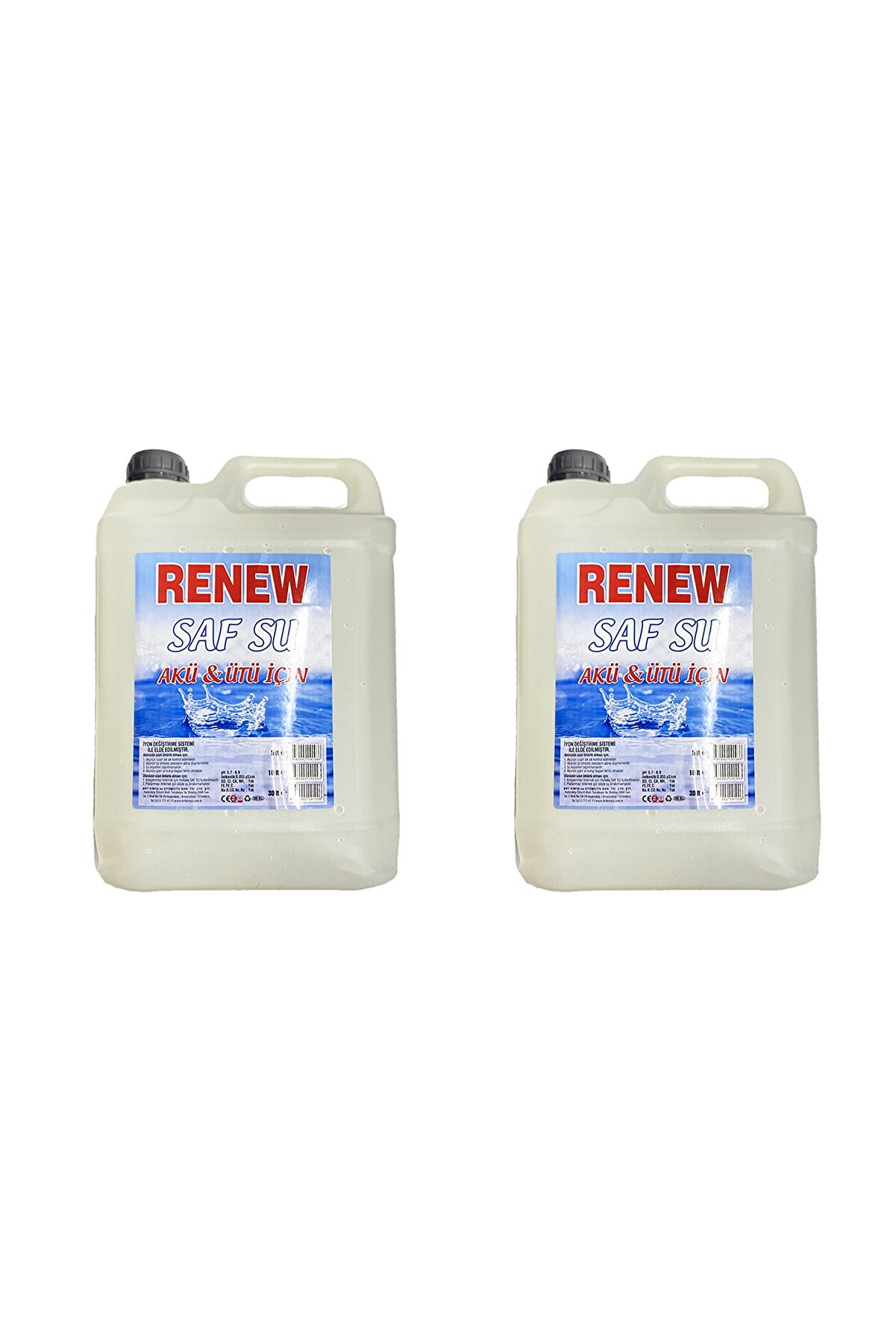 Distile Saf Su 2 X 5 Lt = 10 Litre | Deiyonize Genel Amaçlı Saf Su