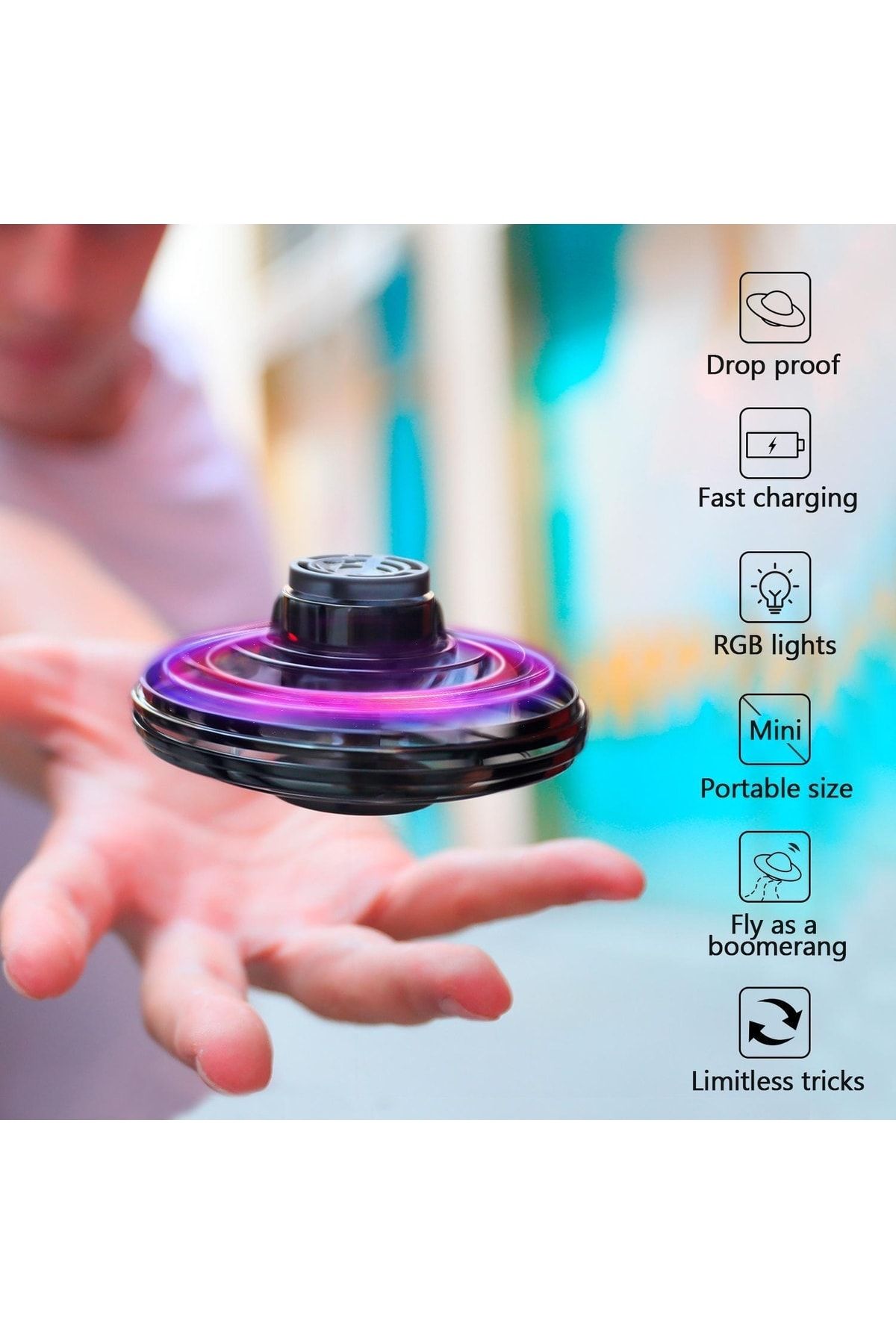 Mini Drone Uçan Top Oyuncak, 360° Dönen Ve Parlayan Led Işıklı Oyuncak Drone 075