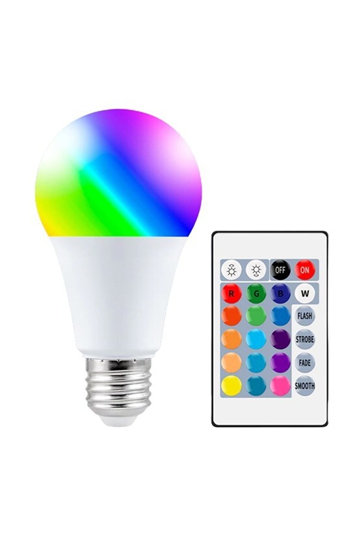 Led Uzaktan Kumandalı Renk Değiştiren 9w E27 Ampul Rgb 15 Farklı Renk
