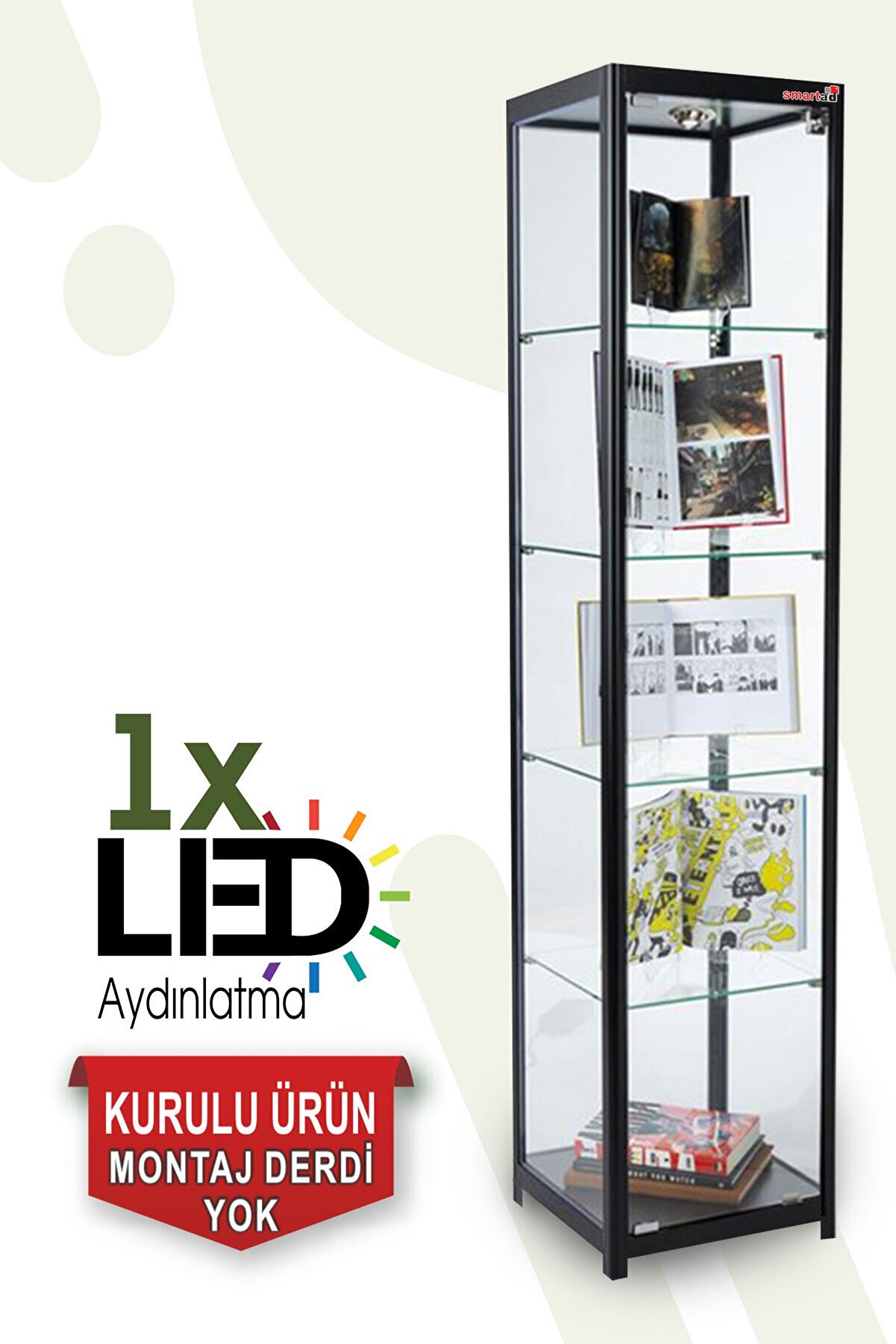 Camlı Vitrin - Camlı Dolap - Camlı Koleksiyon Vitrini - Teşhir Vitrini 175x30x30