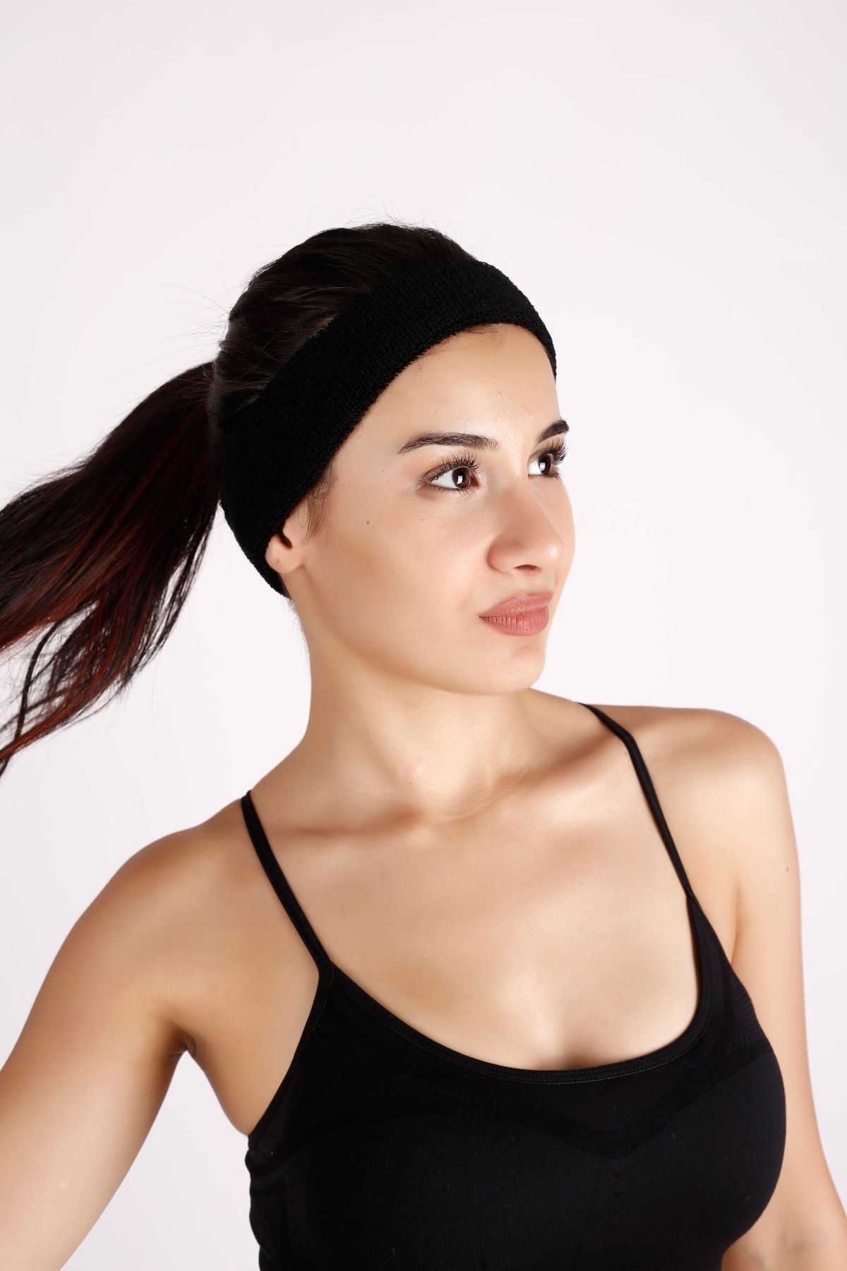 Siyah Sporcu Saç Bandı Ter Bandı Bandana Headband