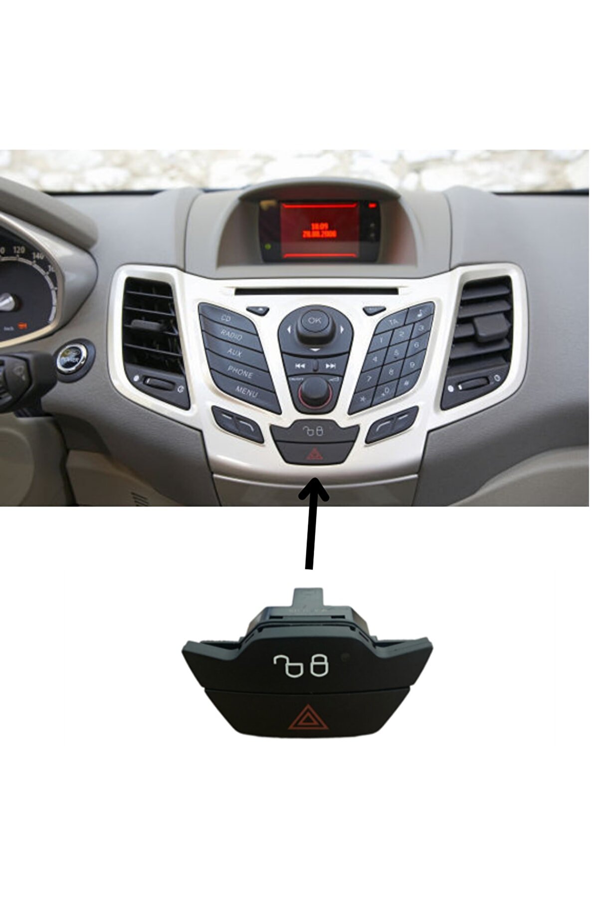 Dörtlü Flaşör Düğmesi Ve Kapı Kilit Düğmesi Focus/c-max/transit V363/transit Custom/courier