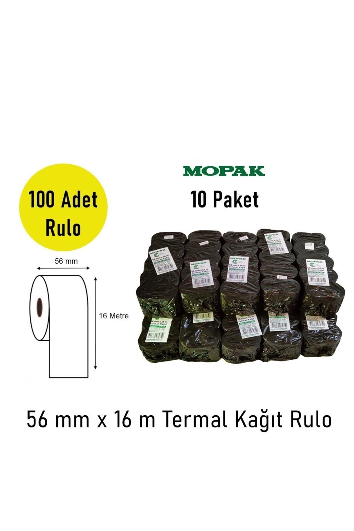 56 Mm X16 Metre Tam Metraj Termal Pos &amp; Yazarkasa Kağıdı 10 Paket (100 ADET RULO)