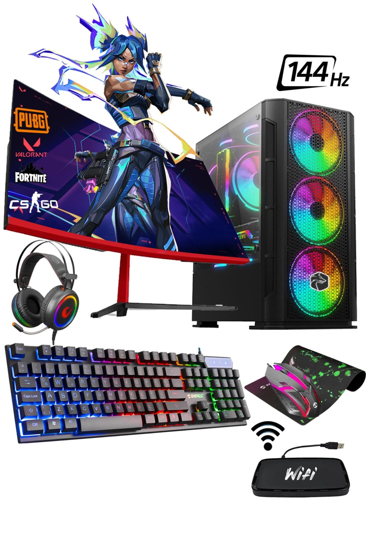 Fx55 I5-3470 16gb 240gb Ssd+1tb Hdd Rx550 4gb 24" 144hz Curved Masaüstü Bilgisayar