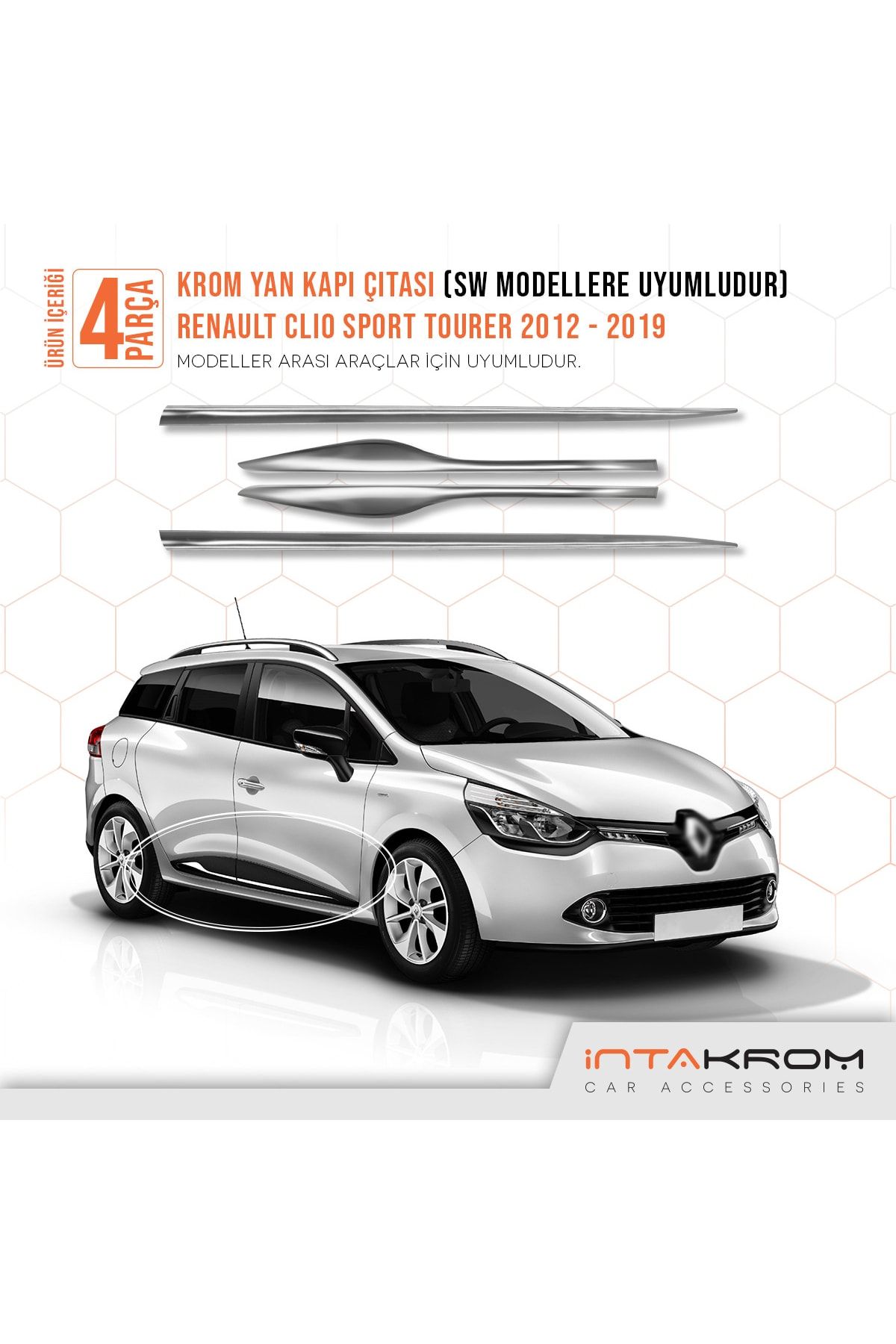 Renault Clio 4 Sport Tourer Krom Yan Kapı Çıtası 2012-2019