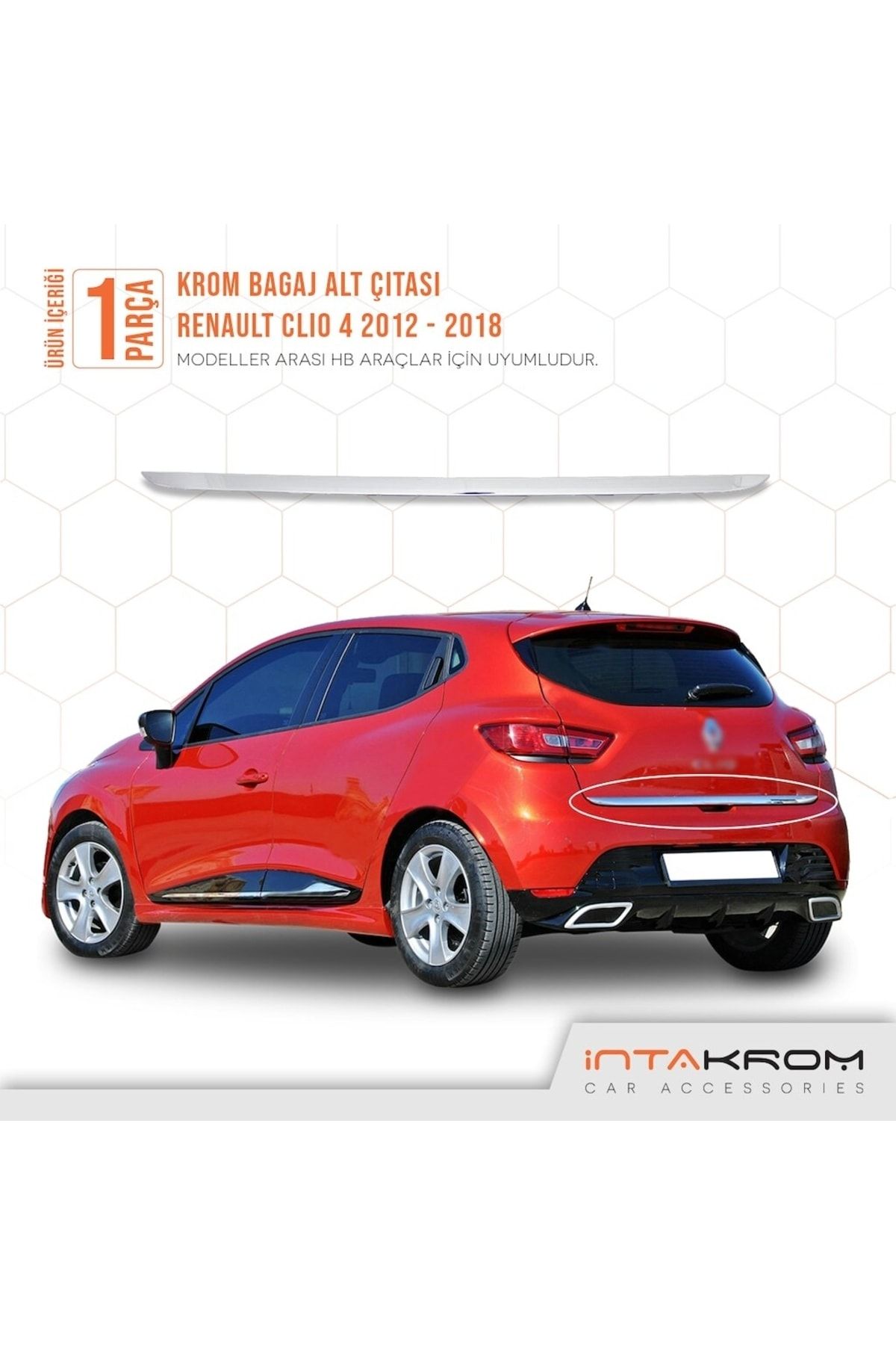 Renault Clio 4 Krom Bagaj Alt Çıtası 2012 Ve Üzeri / Hb