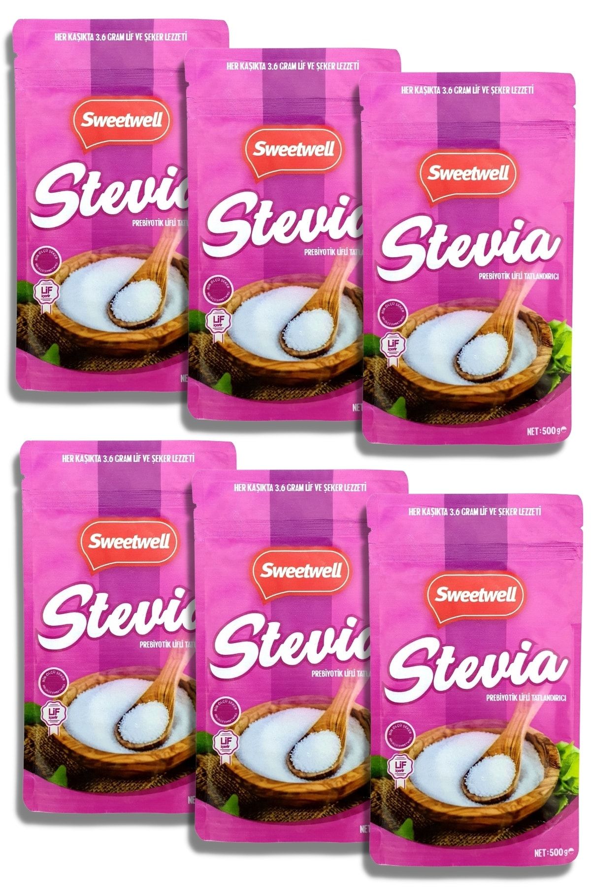 Stevia Prebiyotik Lifli Toz Sofralık Tatlandırıcı 500 Gr X 6 Adet