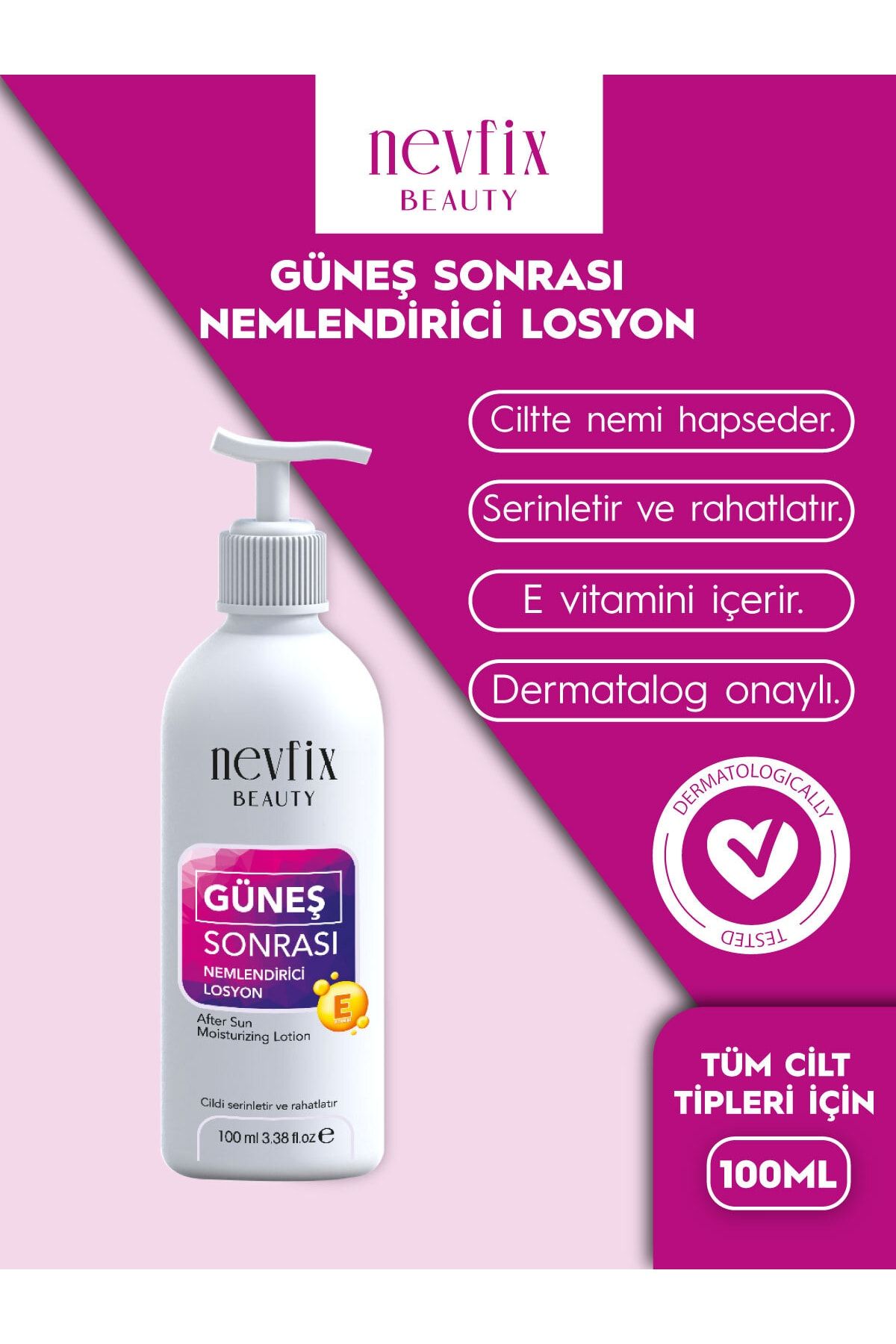 Beauty 100 ml Güneş Sonrası Nemlendirici & Ferahlatıcı Losyon Vitamin E