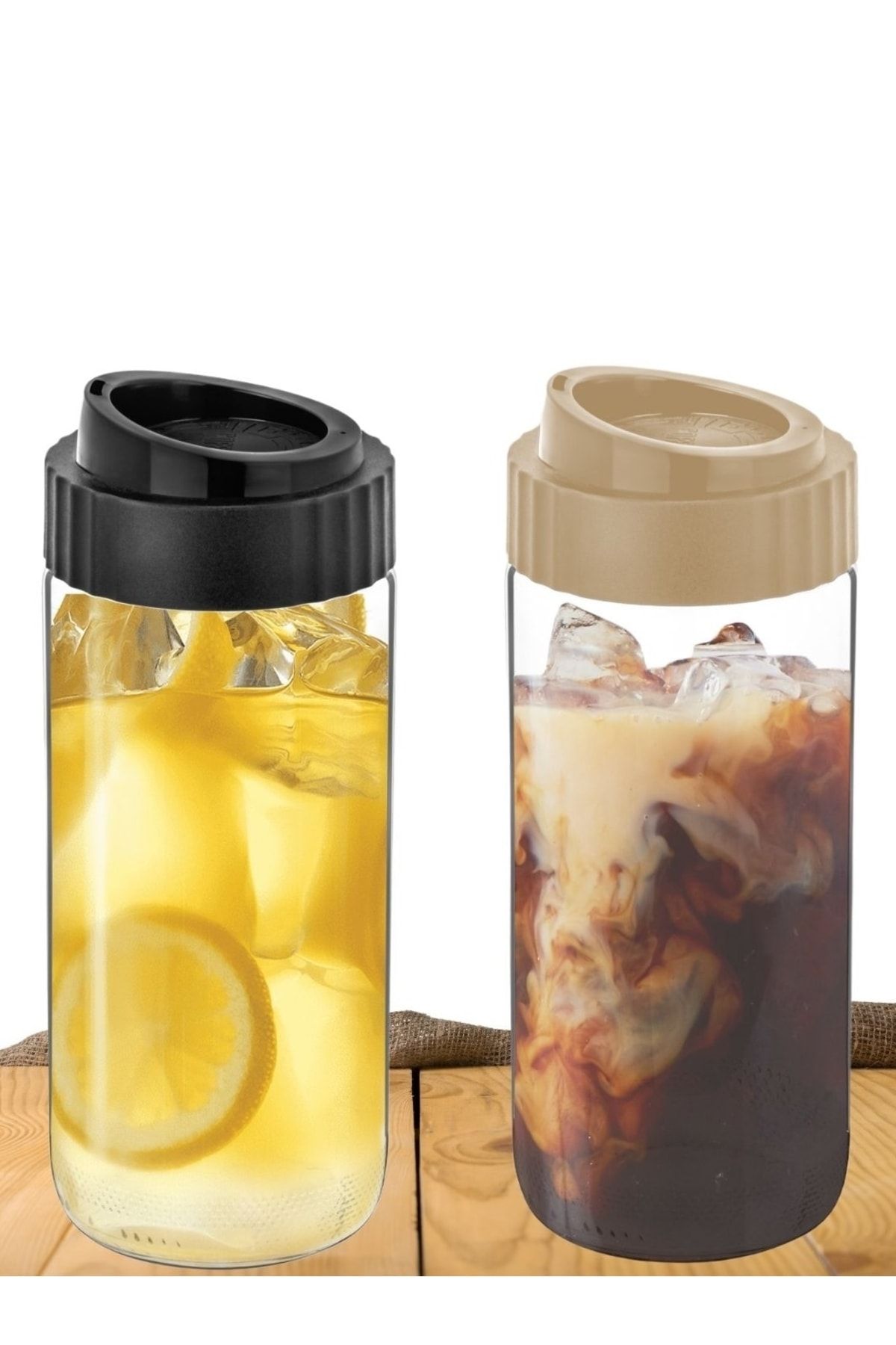 2li Coffee Mug 500ml Cam Kahve Bardağı Yeniden Kullanılabilir Seyahat Kupası