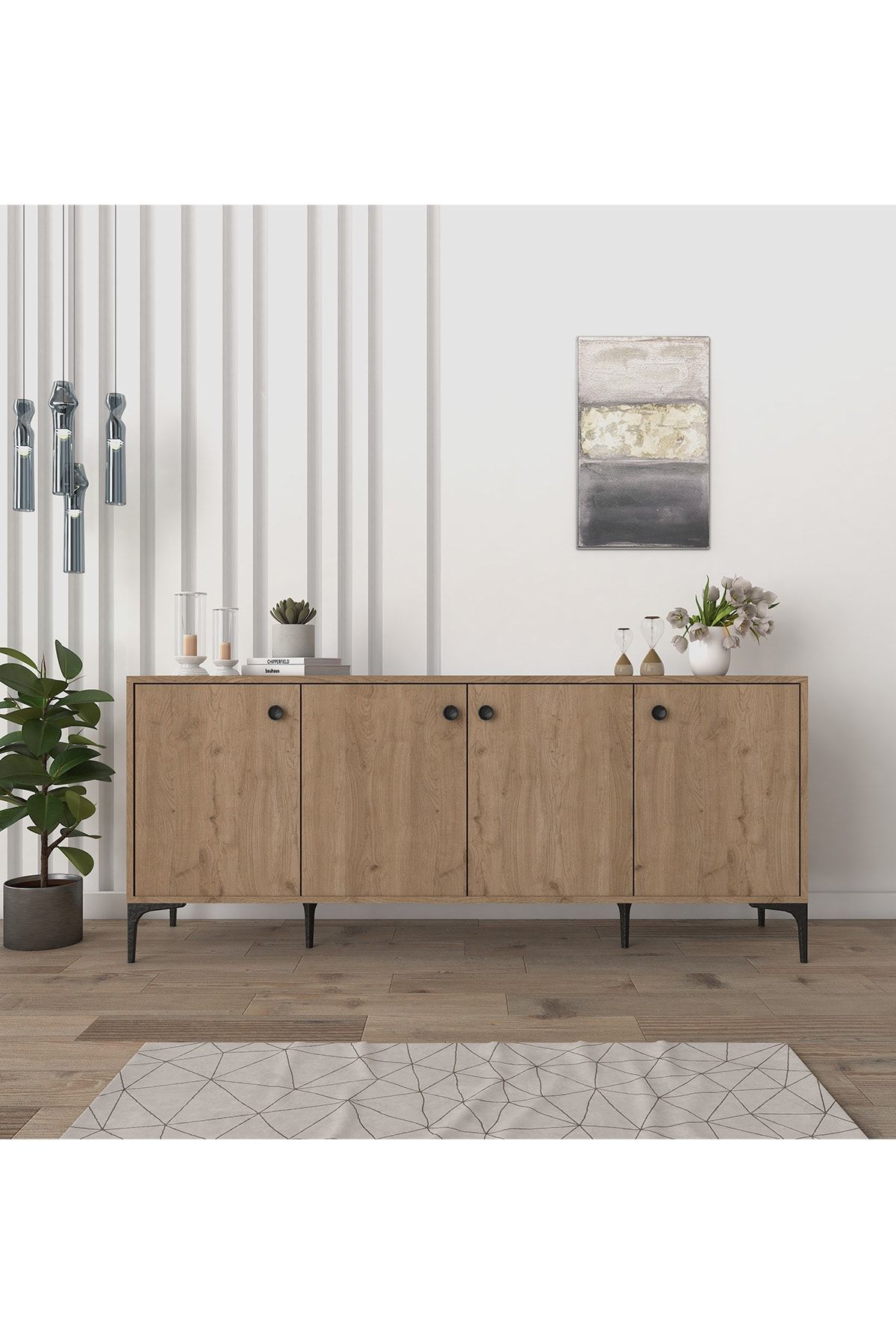 Eylül Modern Raflı Konsol Ofis Salon 180 Cm Sepet