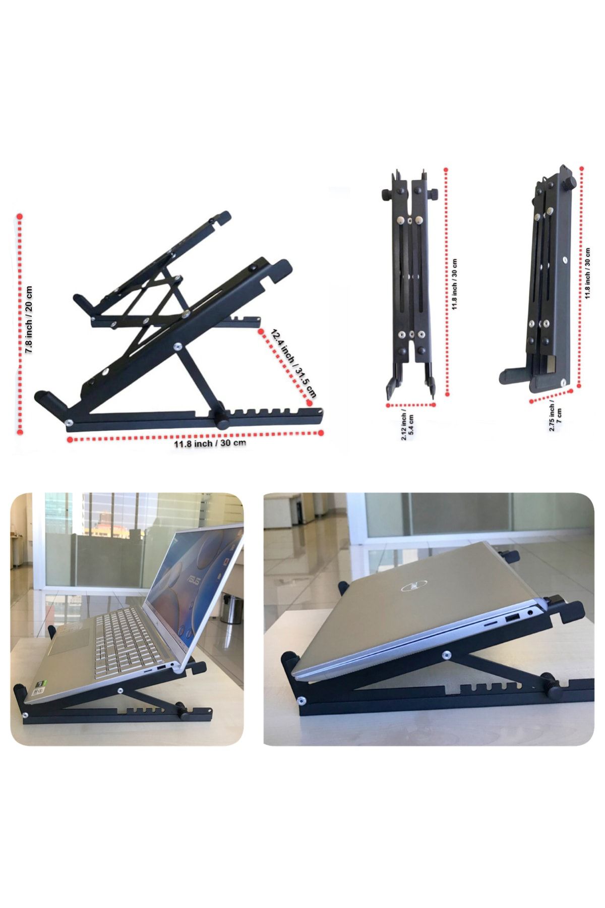 Katlanabilir, Çelik Laptop Standı Soğutucu Notebook Dizüstü Tablet Macbook, Tüm Ekranlarla Uyumlu