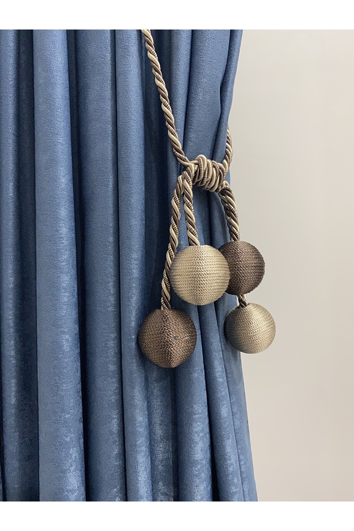 Modern Sarım 4 Toplu Braçol Kornişe Takmatik Ipli Tavan Perde Aksesuarı Vizon&amp;kahverengi