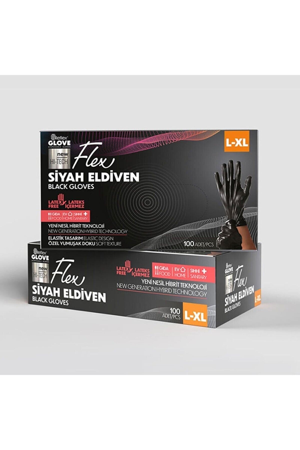 Tek Kullanımlık Pudrasız Siyah L - XL Beden Eldiven 100’lü