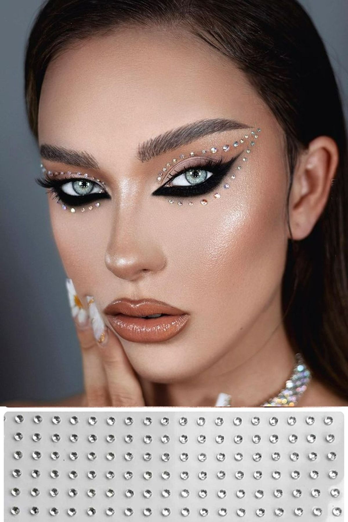 Kristal Yuvarlak Işıltılı Sticker Yüz Ve Vücut Makyaj Taşı