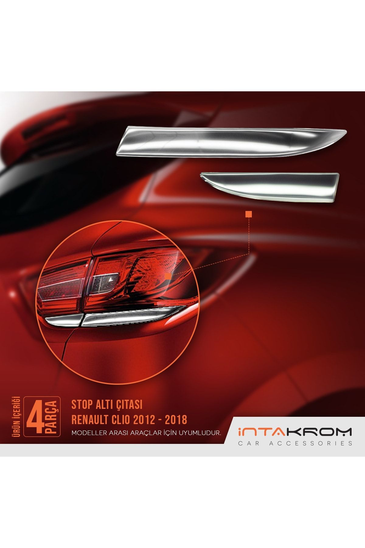 Renault Clio 4 Krom Stop Alt Çıtası 4 Parça 2012 -2018