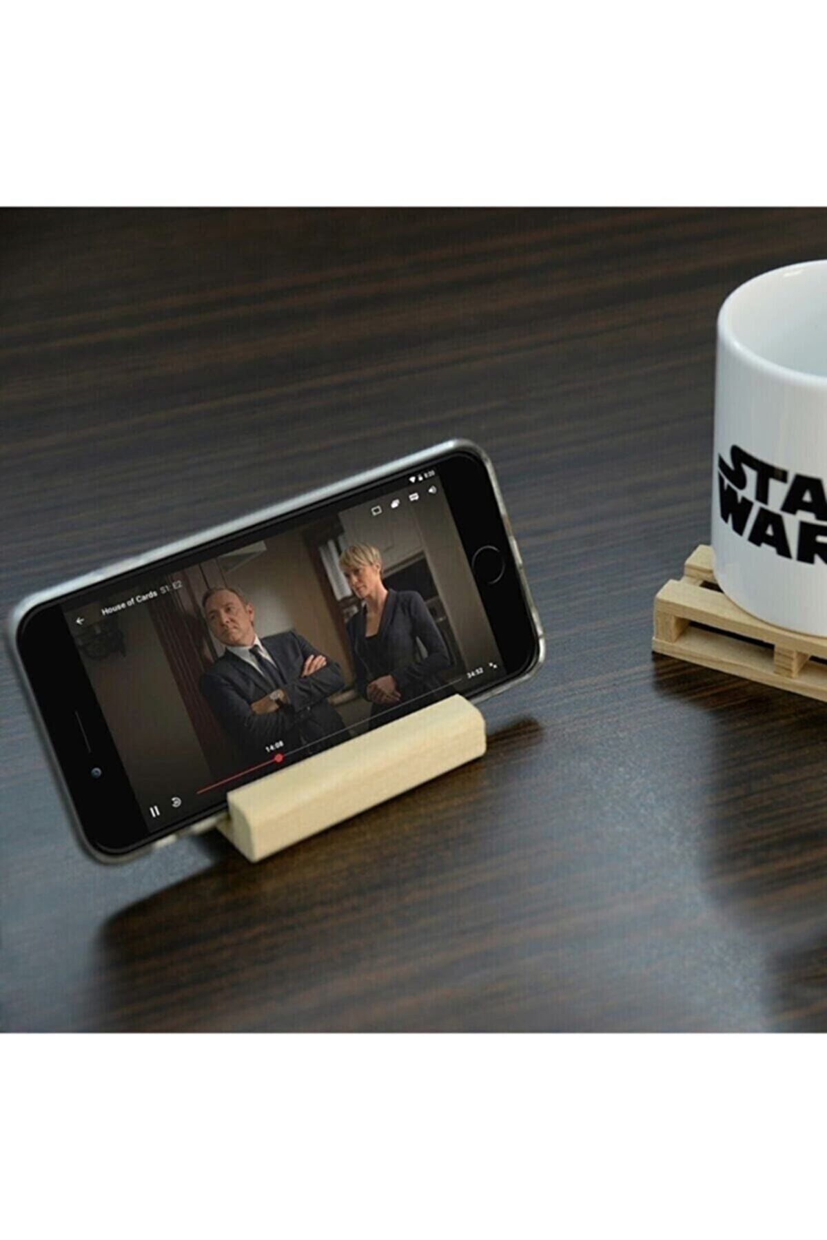 1 Adet Ahşap Cep Telefonu Tablet Standı