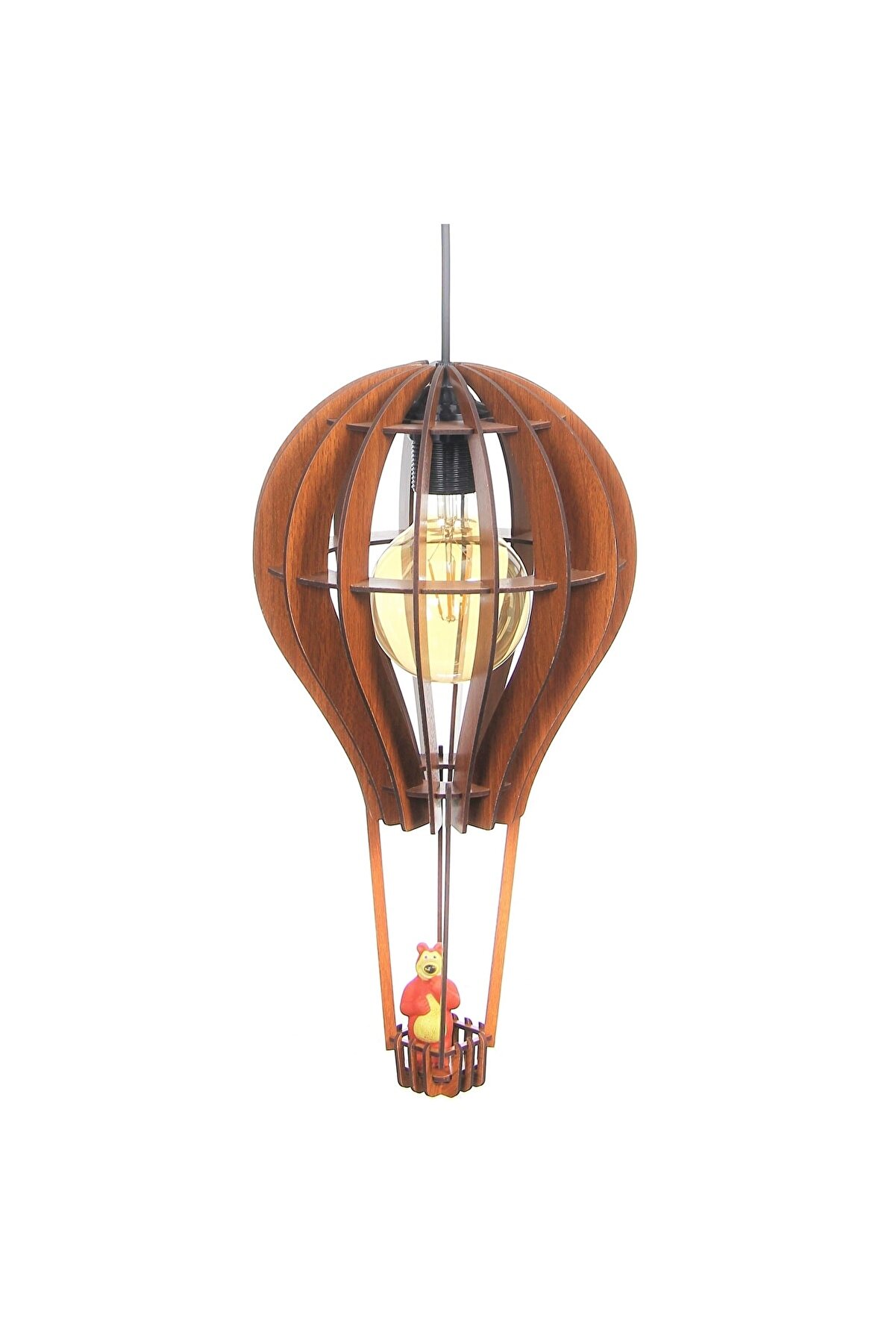 Çocuk Genç Odası Için Doğal Ahşap Mdf 3d Puzzle Lazer Uçan Balon Avize - Biblo Ampul Dahil Değildir