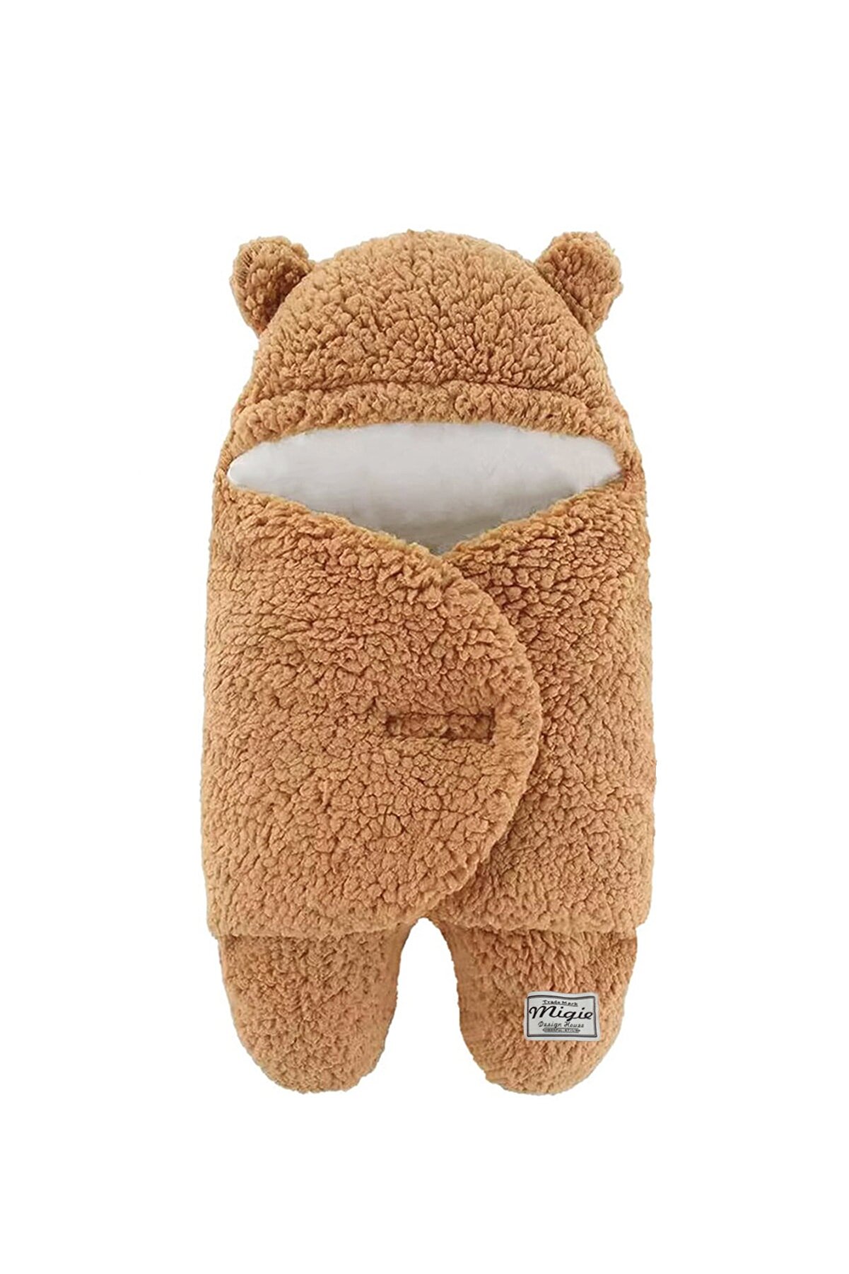 4-7 Ay Bebek Dış Kundak Uyku Tulumu Kıvırcık Wellsoft Peluş Kapuçino