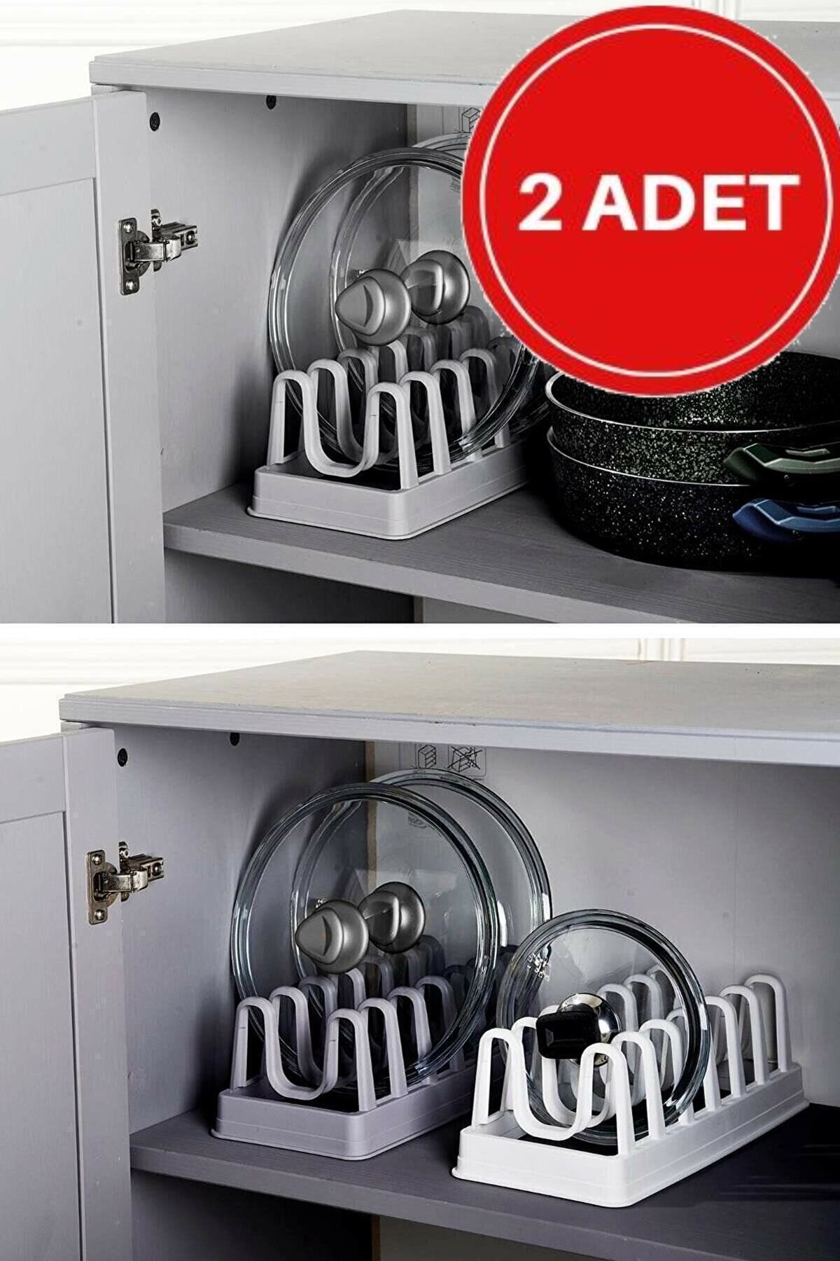 2 Adet Tencere Kapağı Organizeri - 6 Bölmeli Tencere Kapak Dolap Içi Düzenleyici Kapak Düzenleyicisi